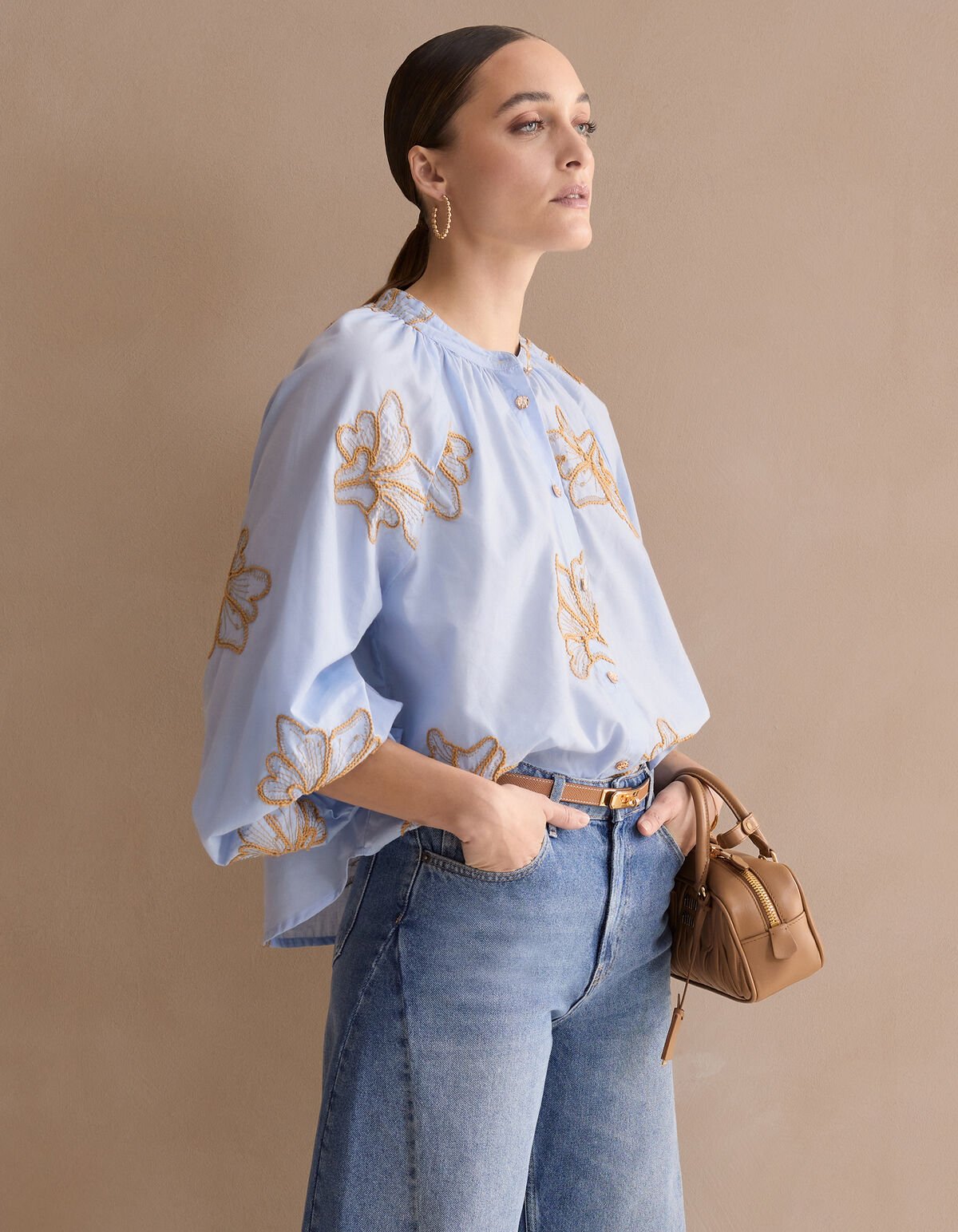 Bloem Koord Blouse Lichtblauw By Mieke SHOEBY WOMEN