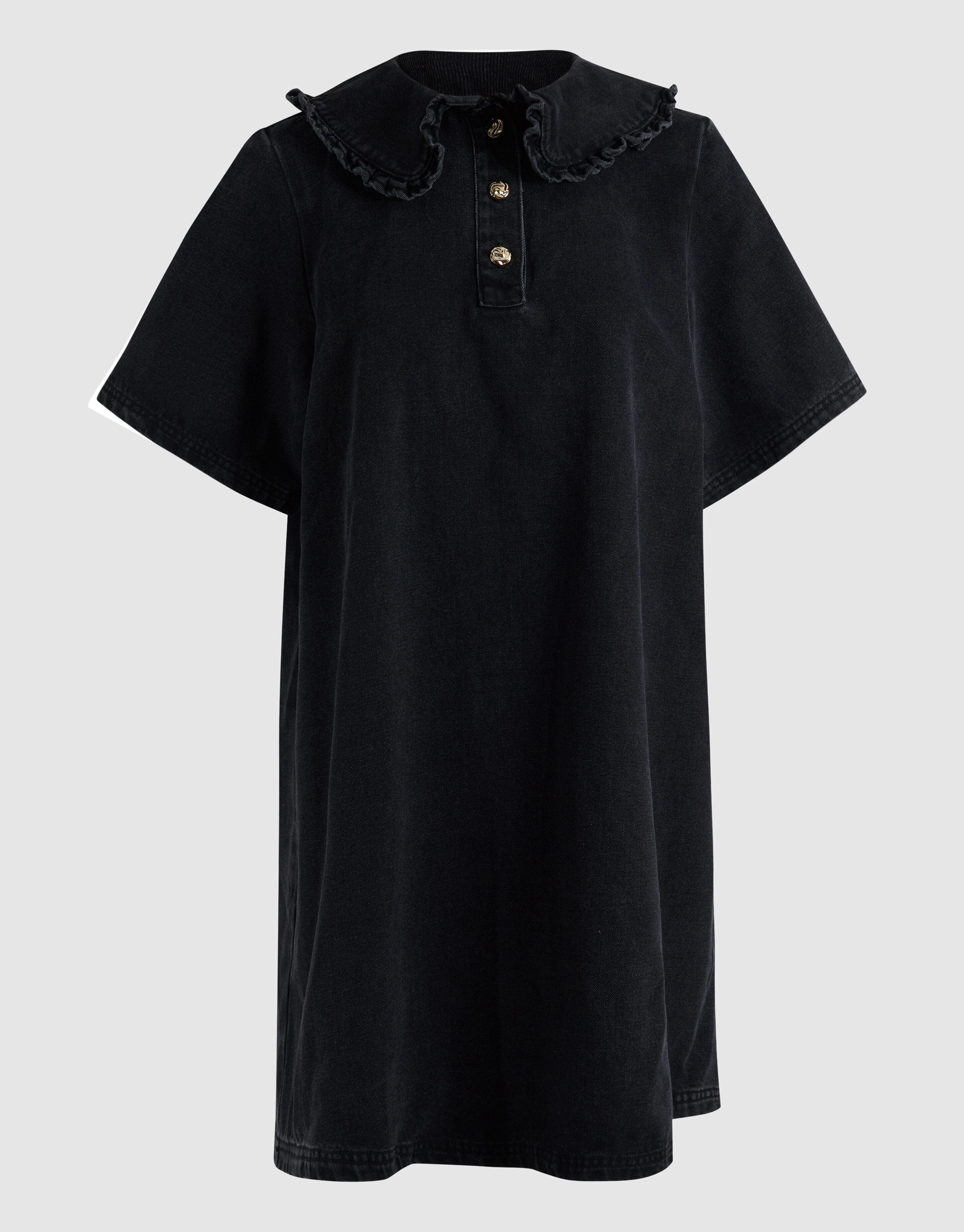 Denim Collar Midi Jurk Zwart SHOEBY WOMEN