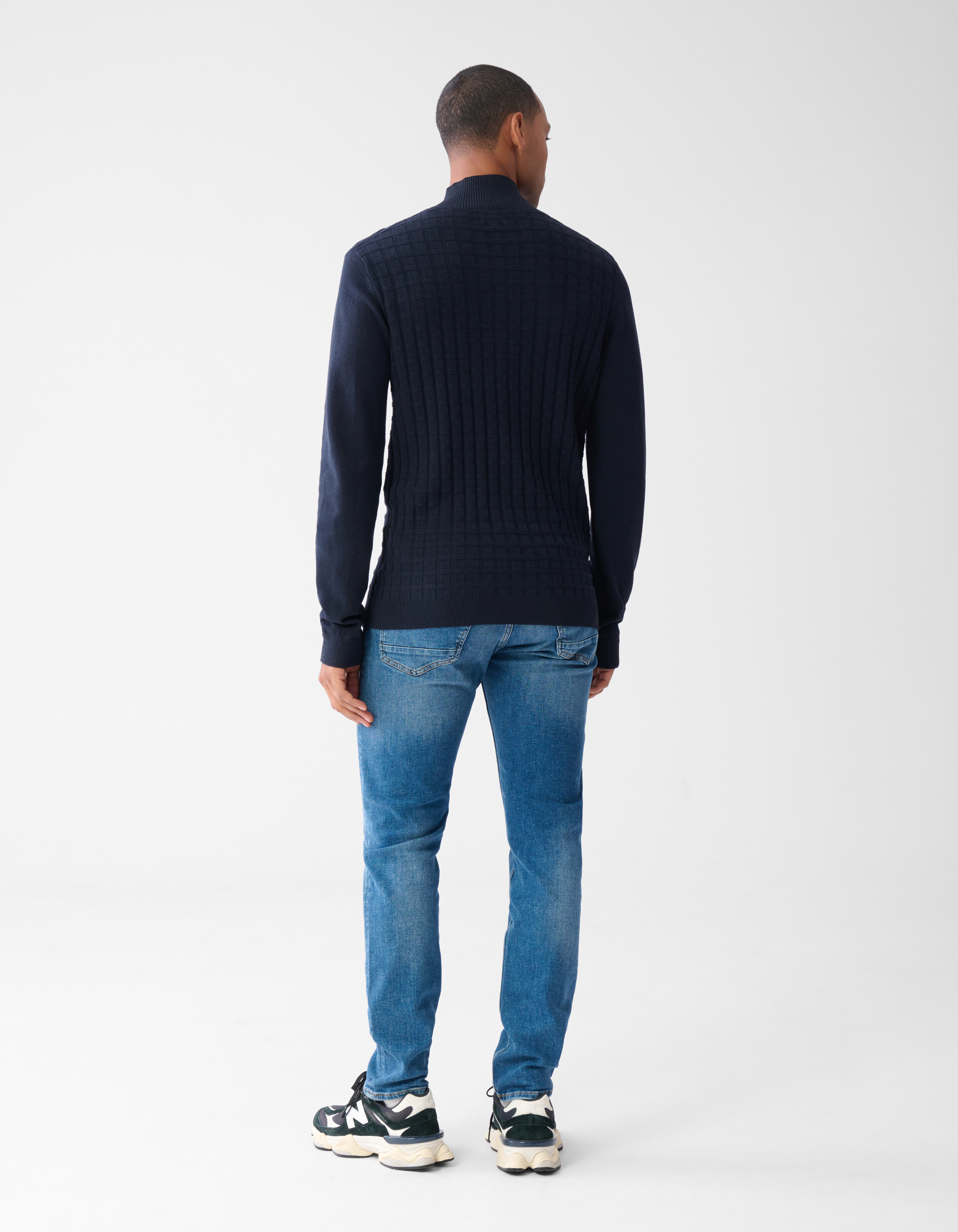 Structuur Zip Vest Donkerblauw SHOEBY MEN