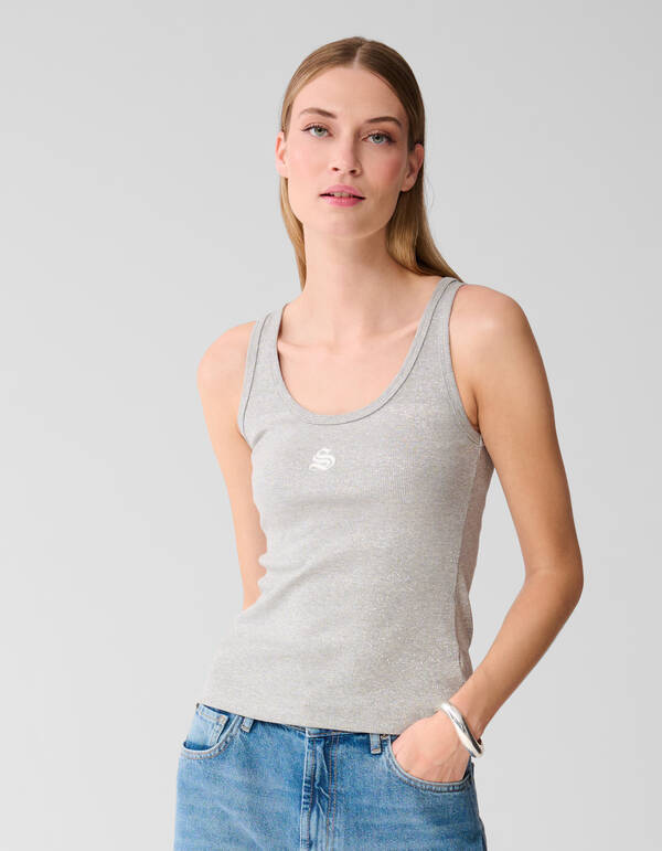 Lurex Shoeby Logo Tanktop Zilver SHOEBY WOMEN