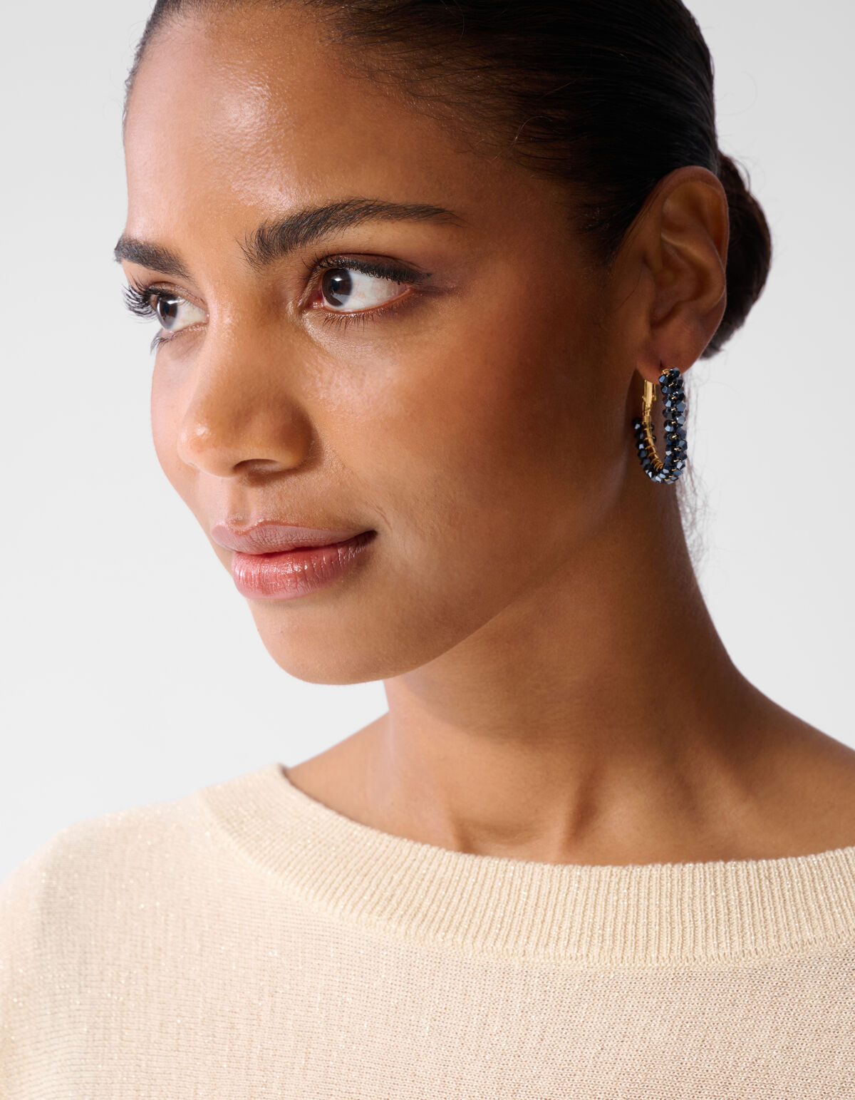 Beaded Hoop Oorbellen Blauw/Goud SHOEBY ACCESSOIRES