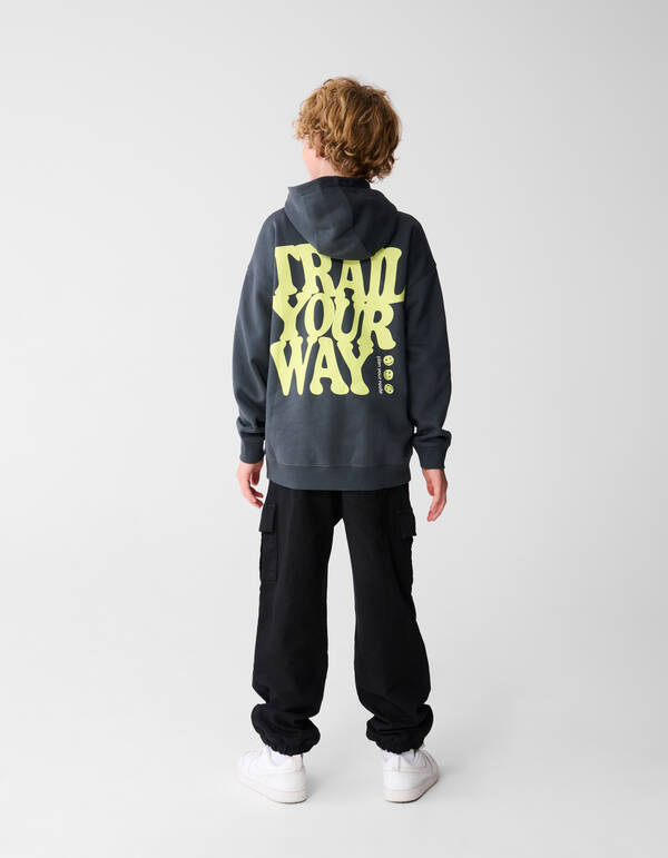Trail Artwork Hoodie Donkergroen SHOEBY BOYS