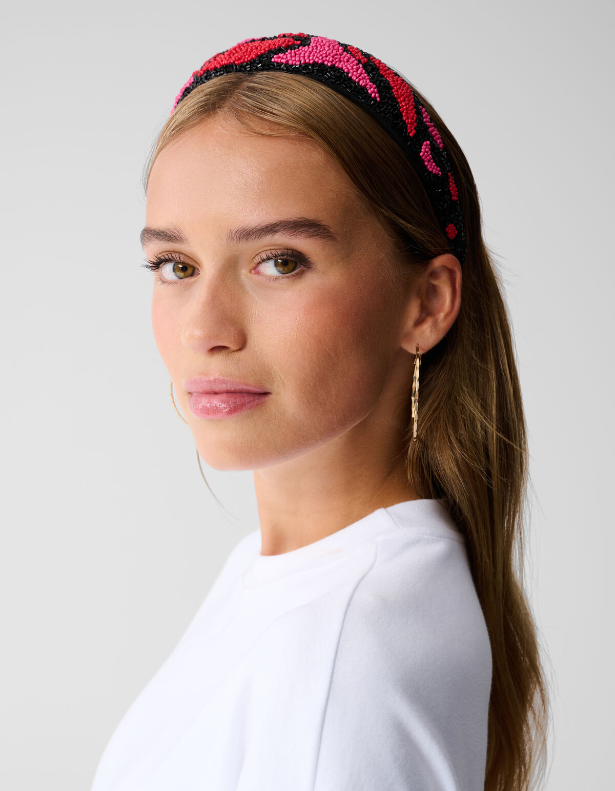Beaded Haarband Roze/Rood SHOEBY ACCESSOIRES
