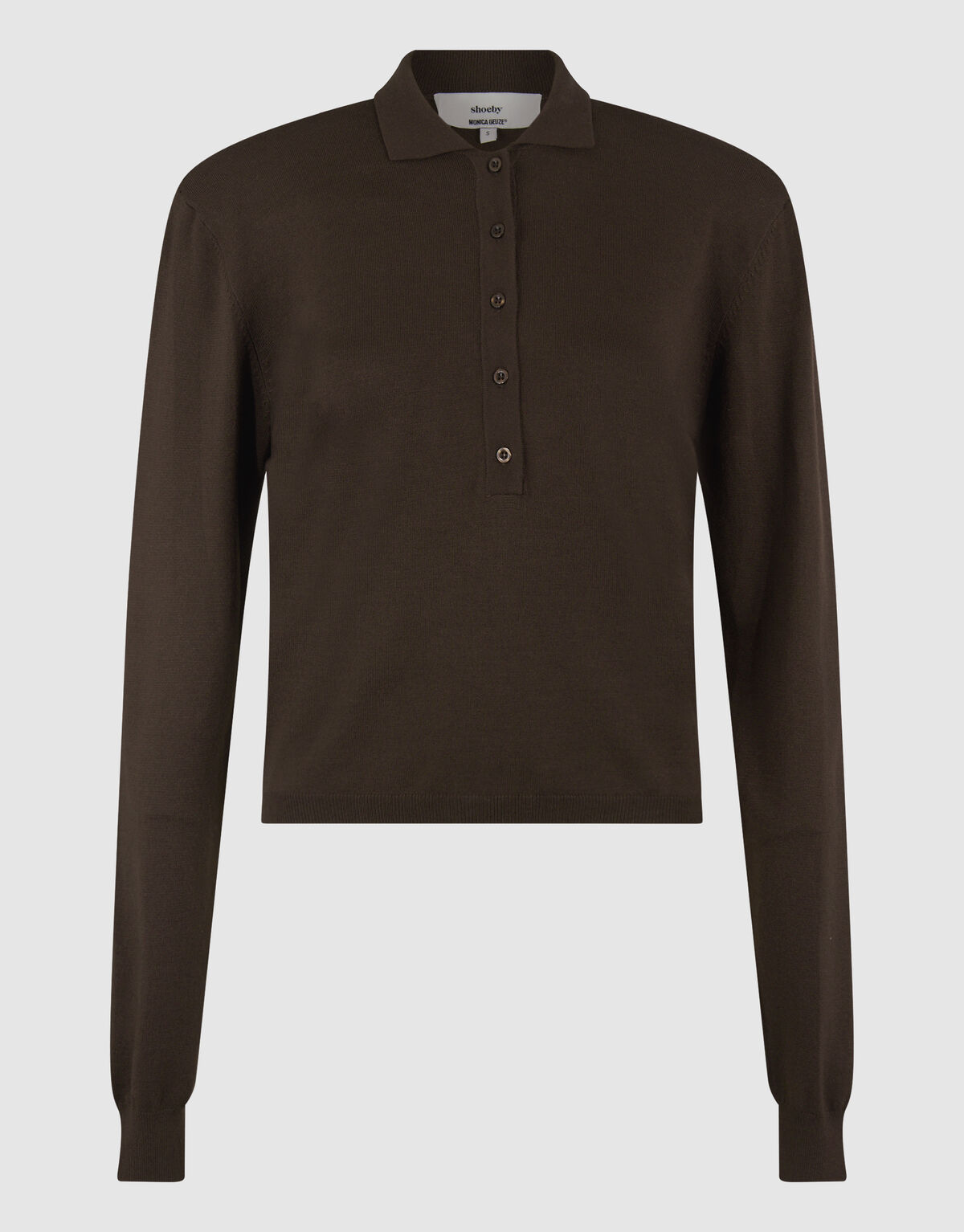 Longsleeve Polo Top Donkerbruin By Monica SHOEBY WOMEN