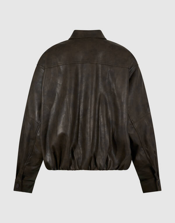 Washed Vegan Leren Bomber Bruin SHOEBY WOMEN