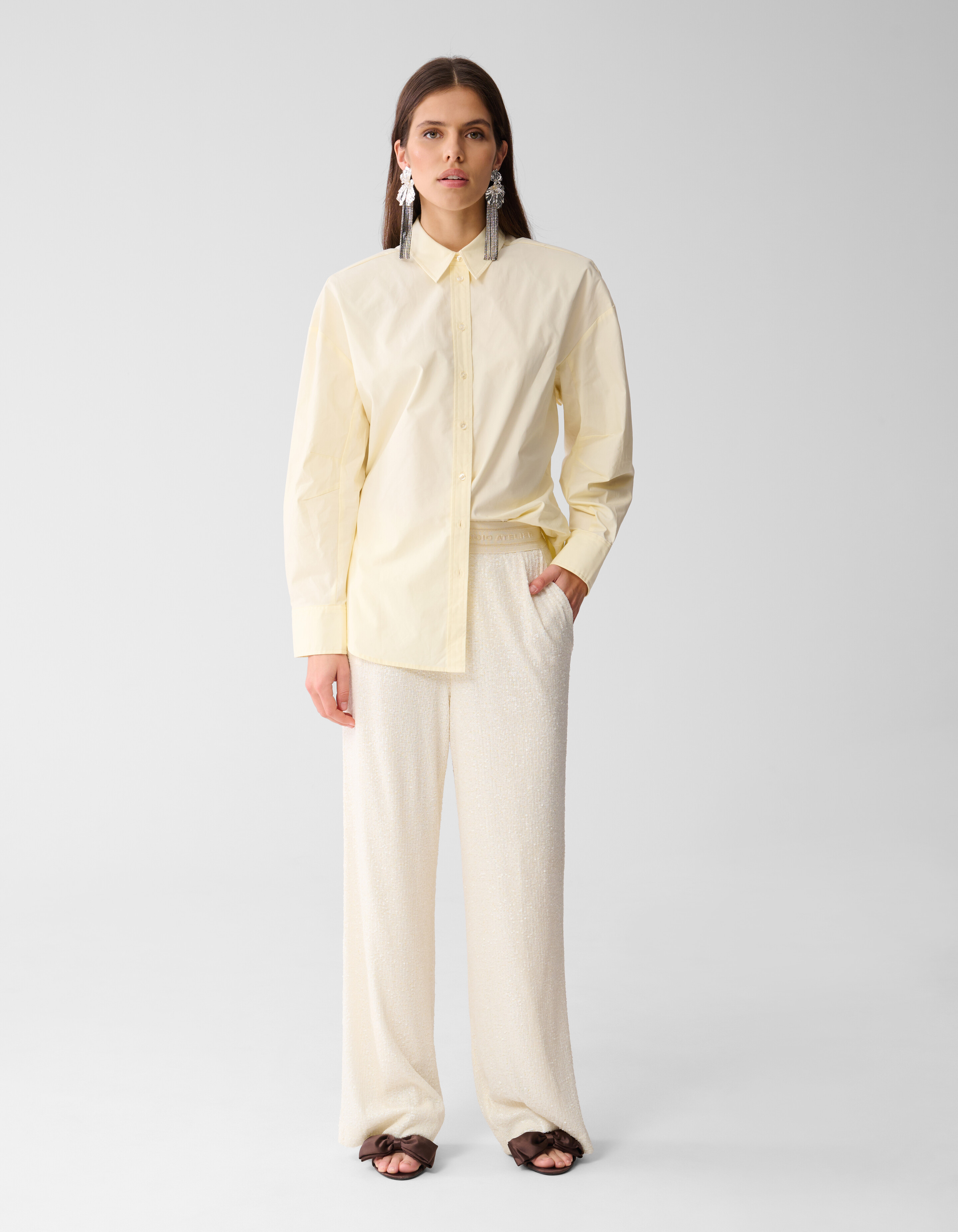 Sequin Wide Leg Broek Gebroken Wit SHOEBY WOMEN