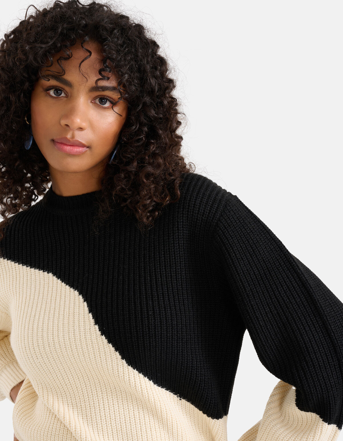 Colorblock Trui Gebroken Wit/Zwart SHOEBY WOMEN