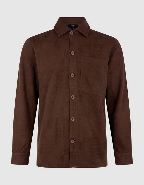 Ruiten Jacquard Overhemd Donkerbruin SHOEBY MEN
