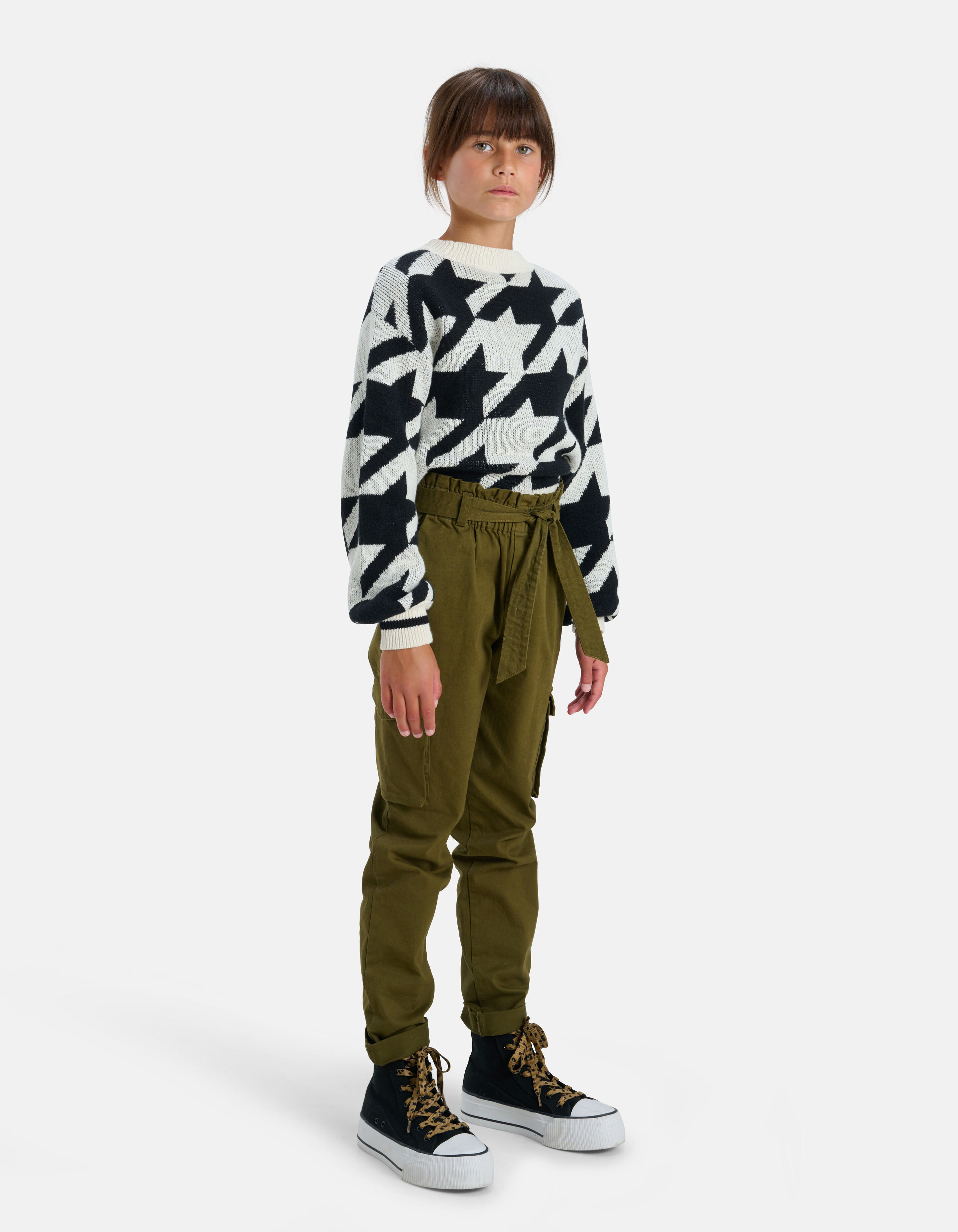 Pied-De-Poule Trui Gebroken Wit SHOEBY GIRLS