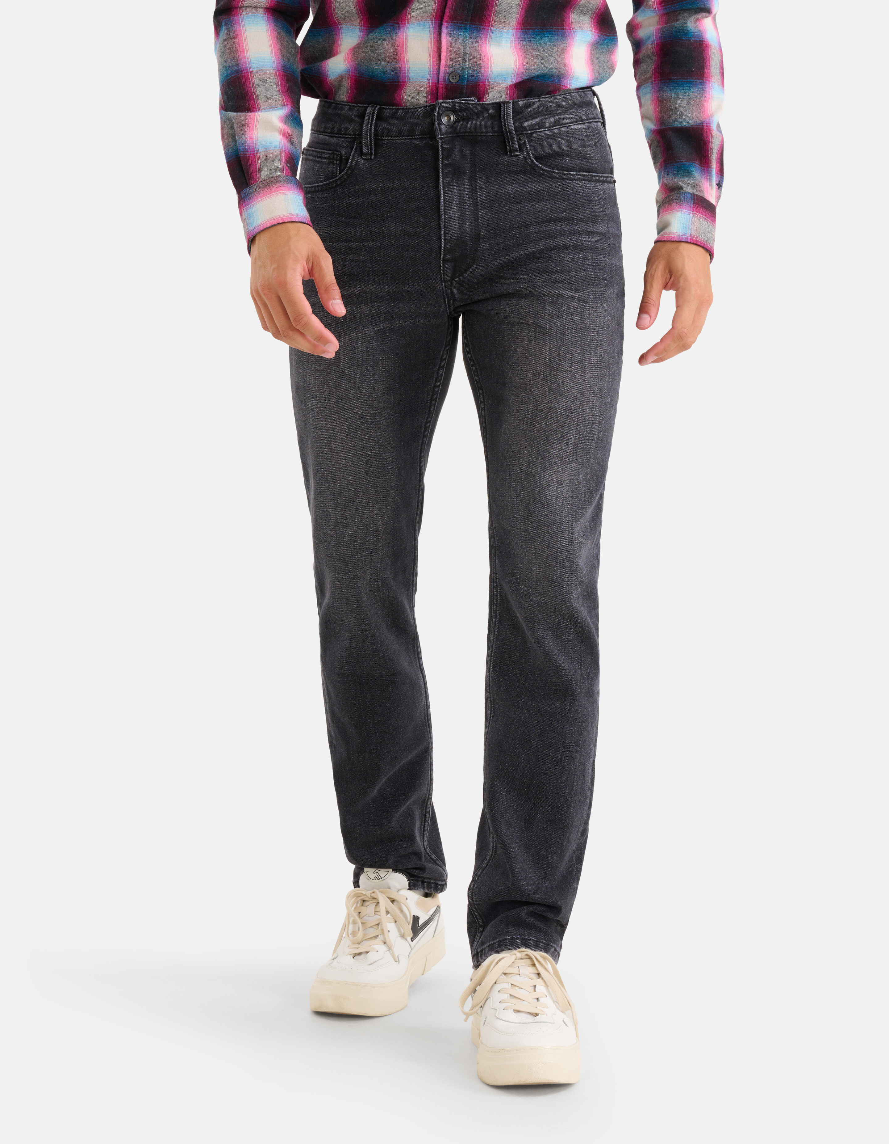 Washed Straight Fit Jeans Zwart L32 SHOEBY MEN