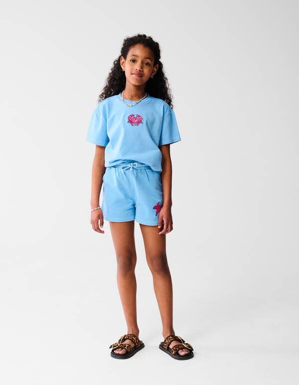 Crab Artwork T-shirt Blauw SHOEBY GIRLS