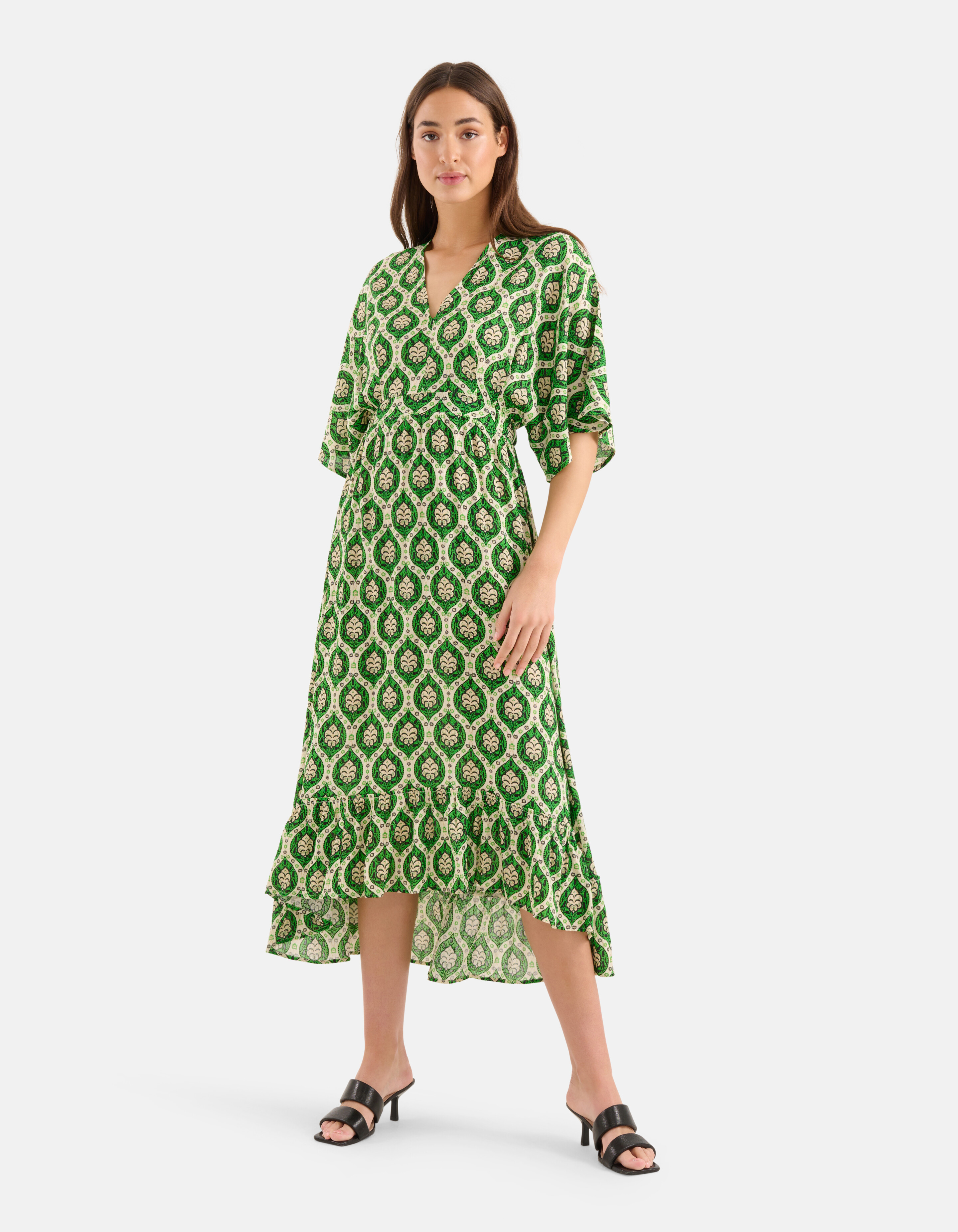 Grafische Lurex Maxi Jurk Groen SHOEBY WOMEN