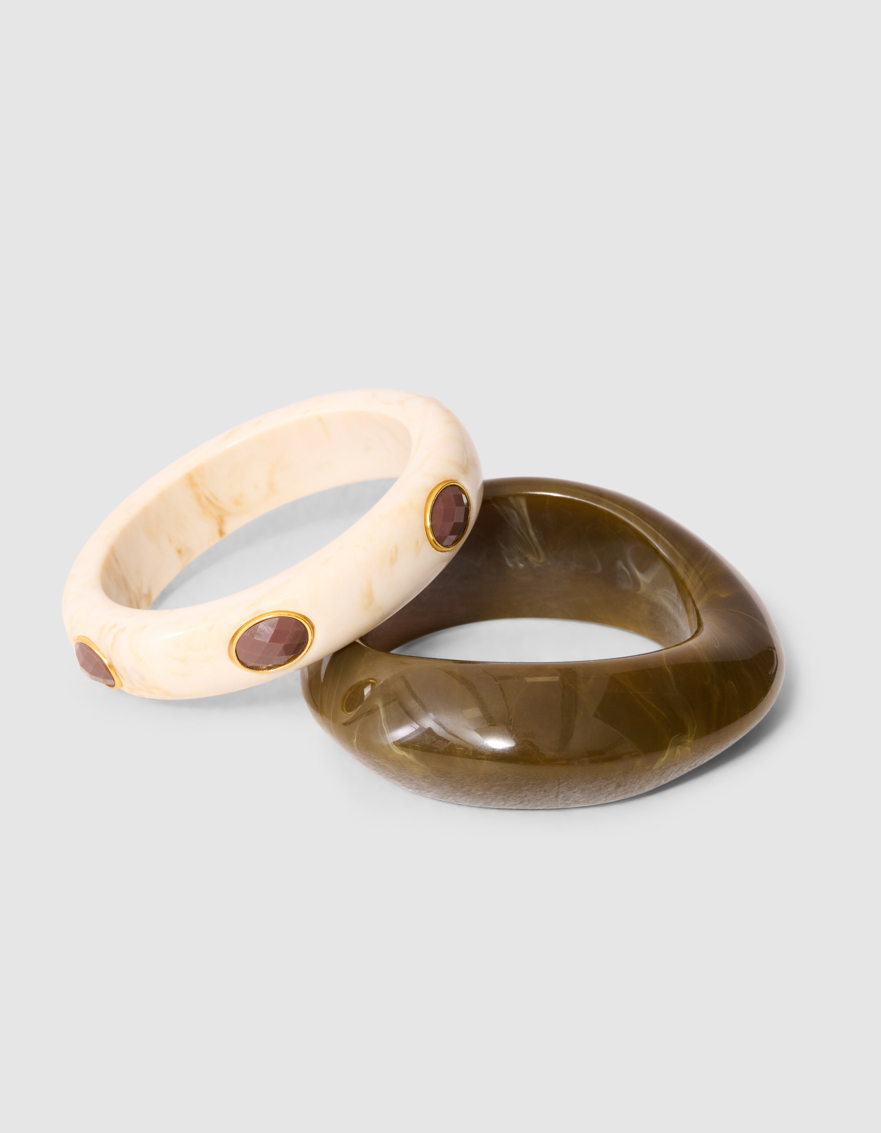 Big Stone Bangle Set Bruin SHOEBY ACCESSOIRES