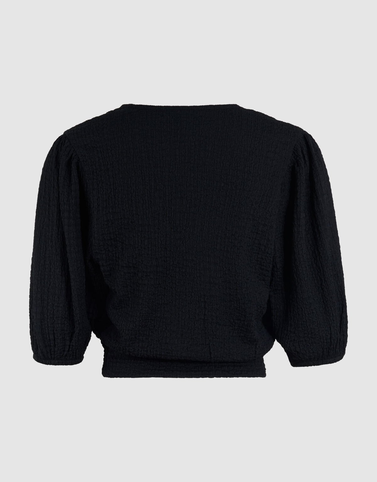 Crinkle V-Hals Top Zwart SHOEBY WOMEN