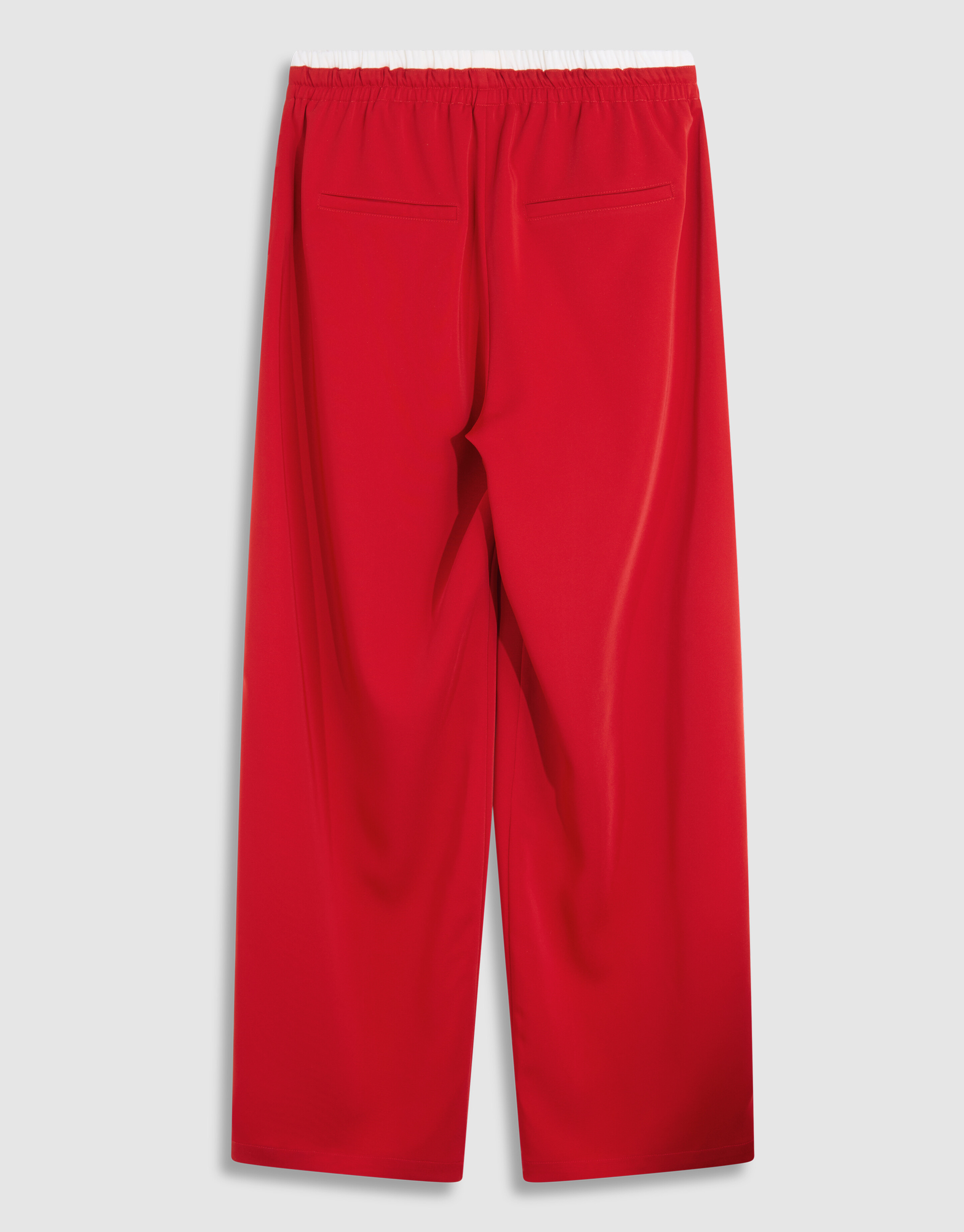 Sporty Waistband Wide Leg Broek Rood SHOEBY WOMEN