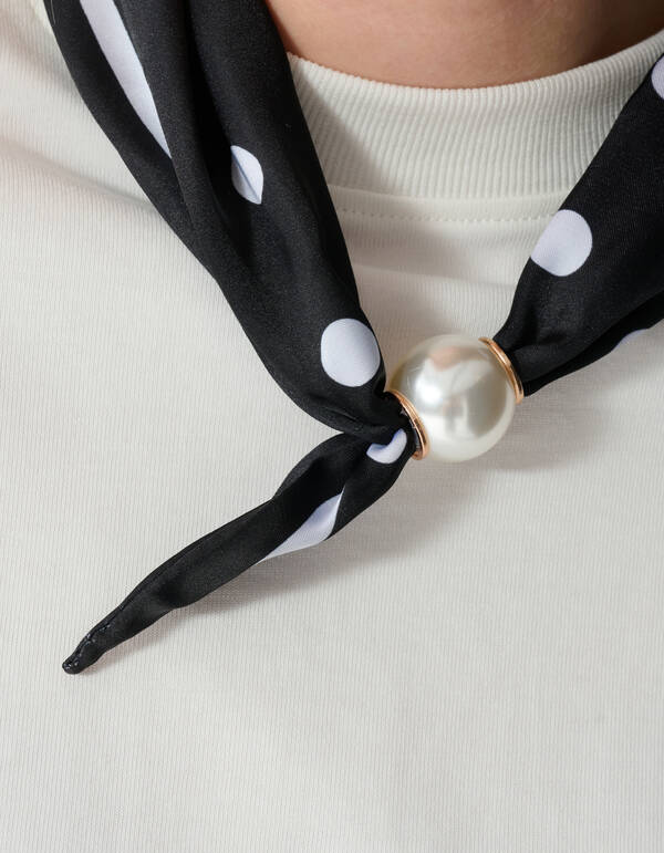 Pearl Dotted Sjaal Ketting Zwart/Wit SHOEBY ACCESSOIRES