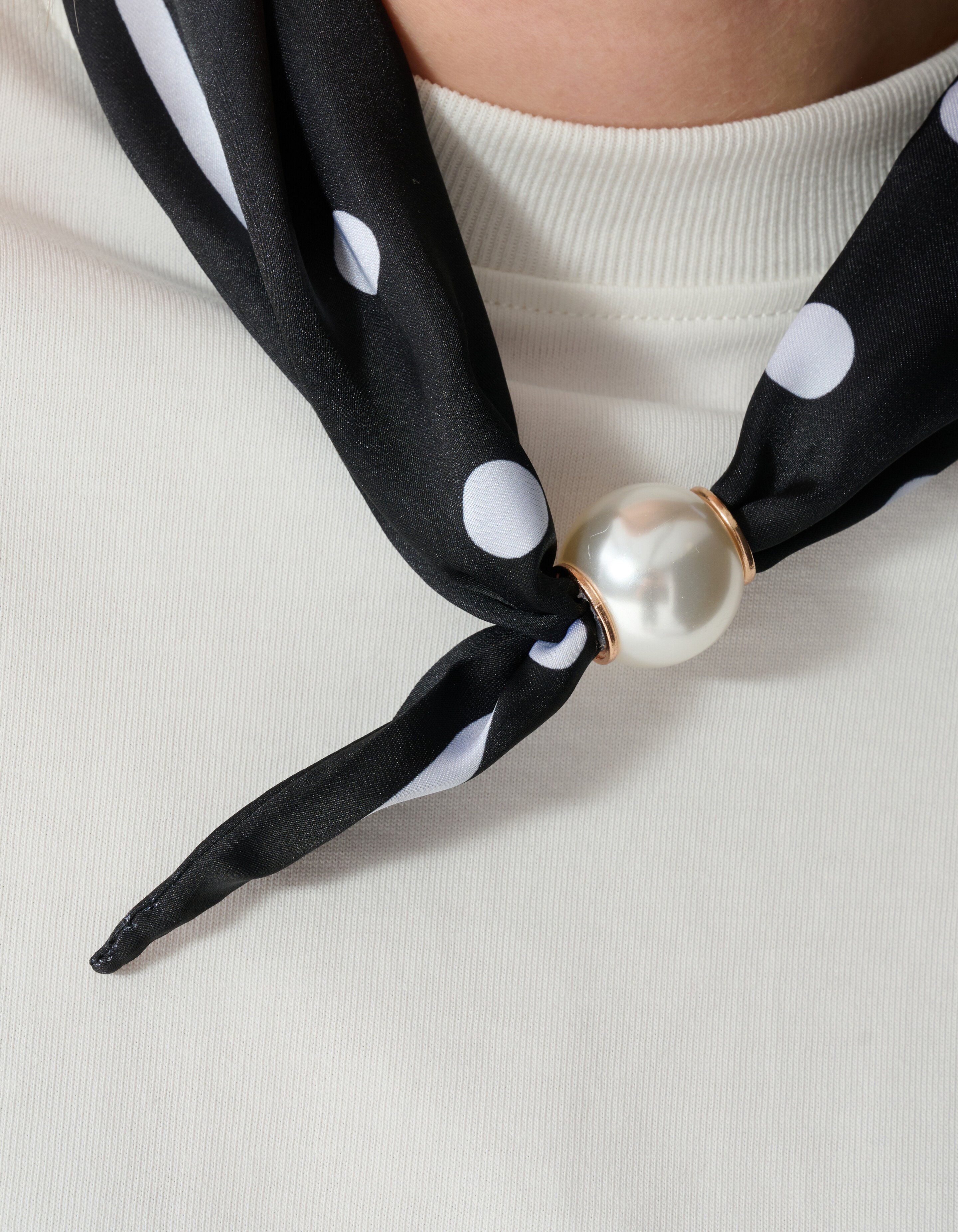 Pearl Dotted Sjaal Ketting Zwart/Wit SHOEBY ACCESSOIRES
