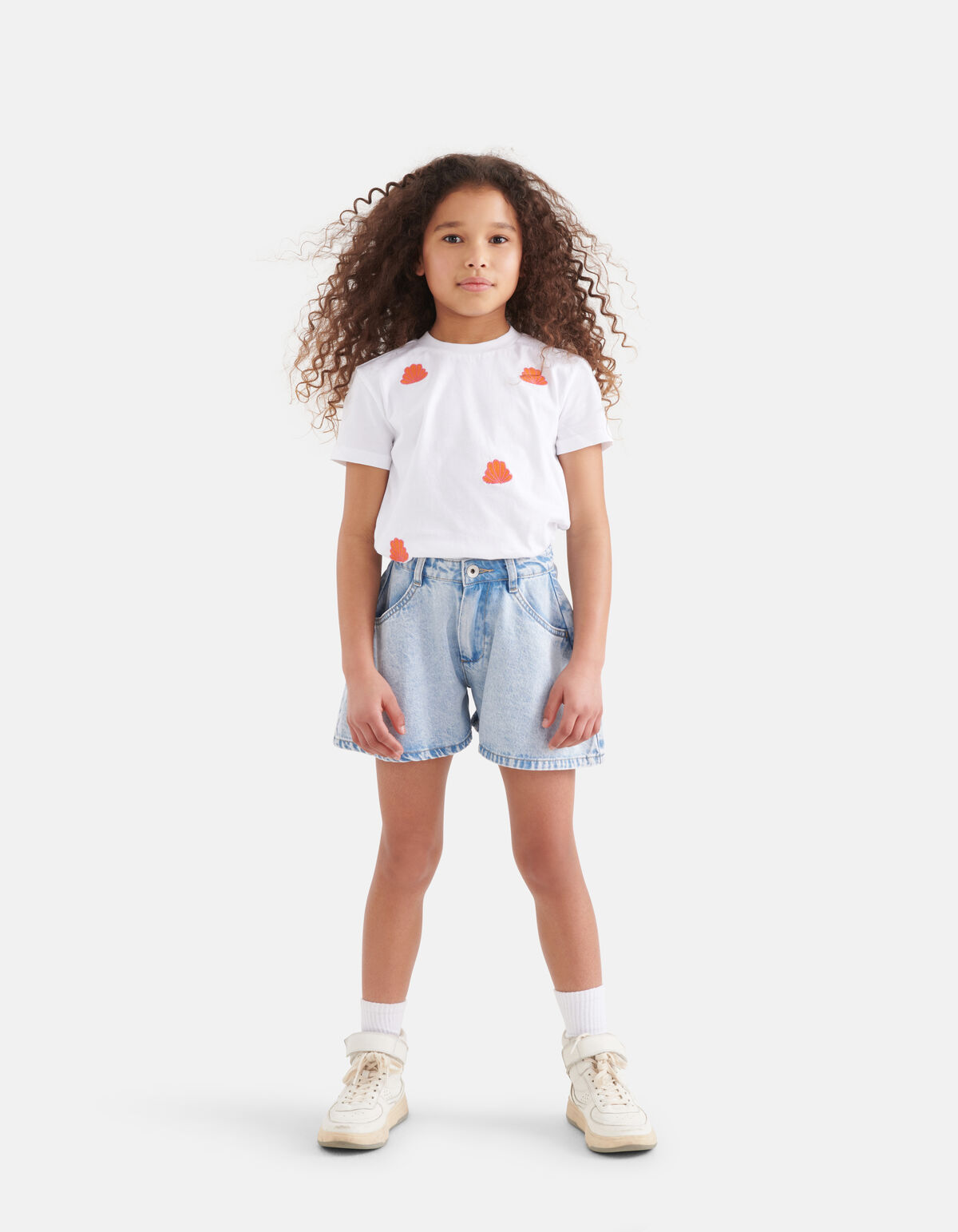 Embroidery T-shirt Wit SHOEBY GIRLS