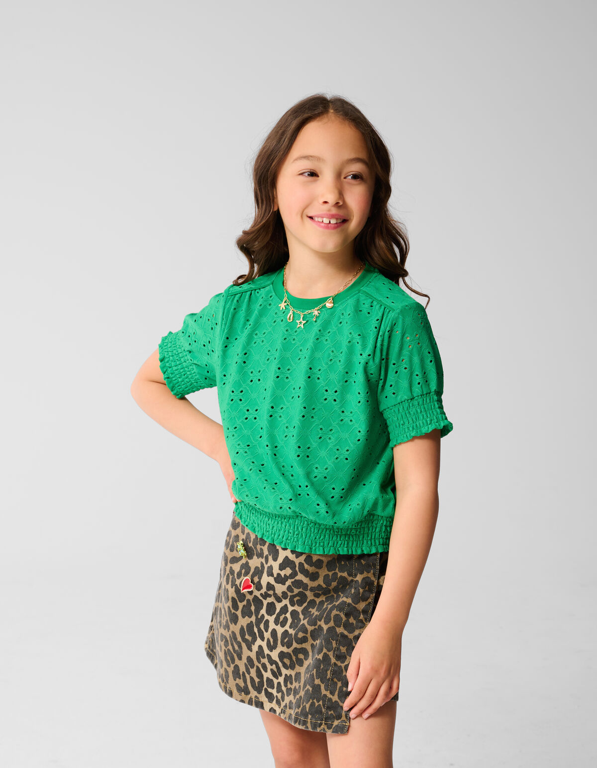 Embroidery Top Groen SHOEBY GIRLS