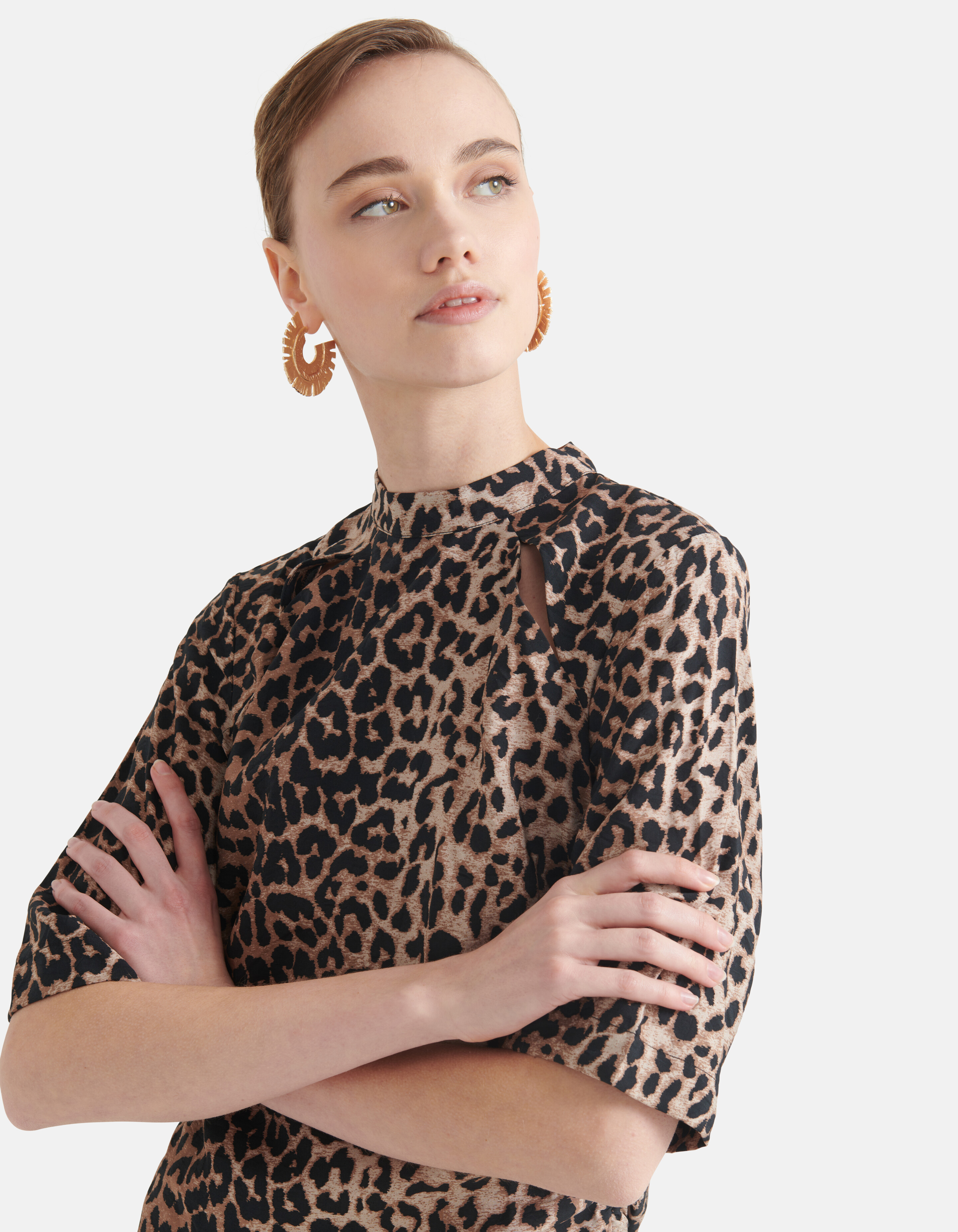 Printed Leopard Jurk Bruin SHOEBY WOMEN