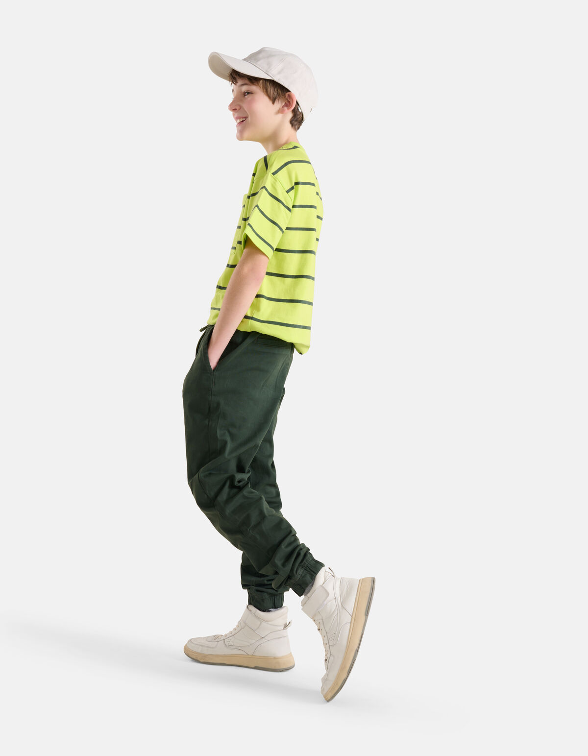 Gestreept T-shirt Limoengroen SHOEBY BOYS