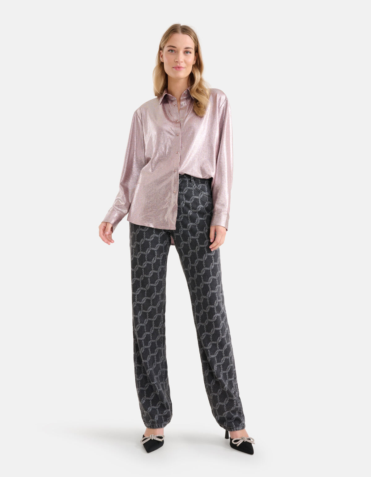 Printed Straight Jeans Zwart L33 SHOEBY WOMEN