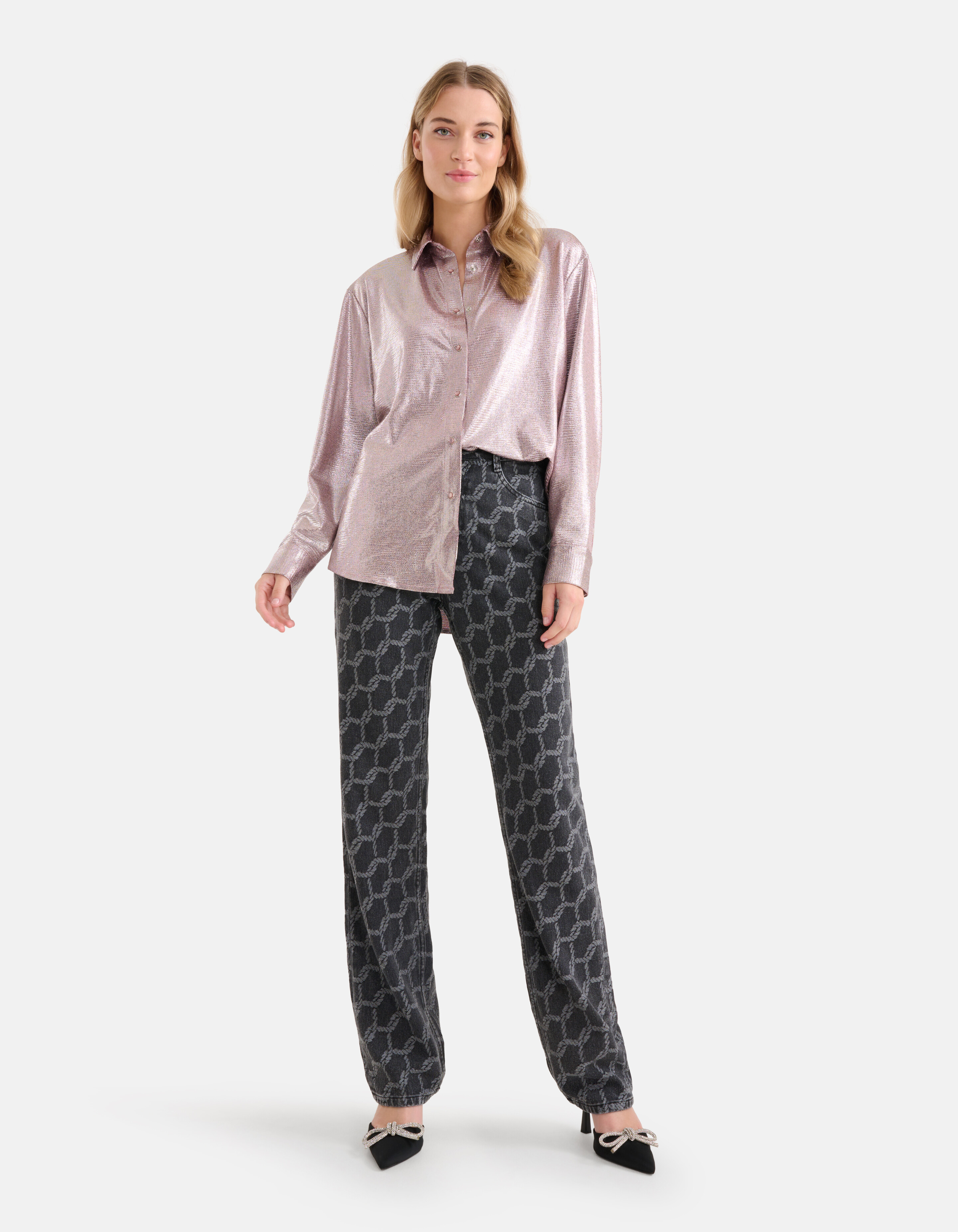 Printed Straight Jeans Zwart L33 SHOEBY WOMEN