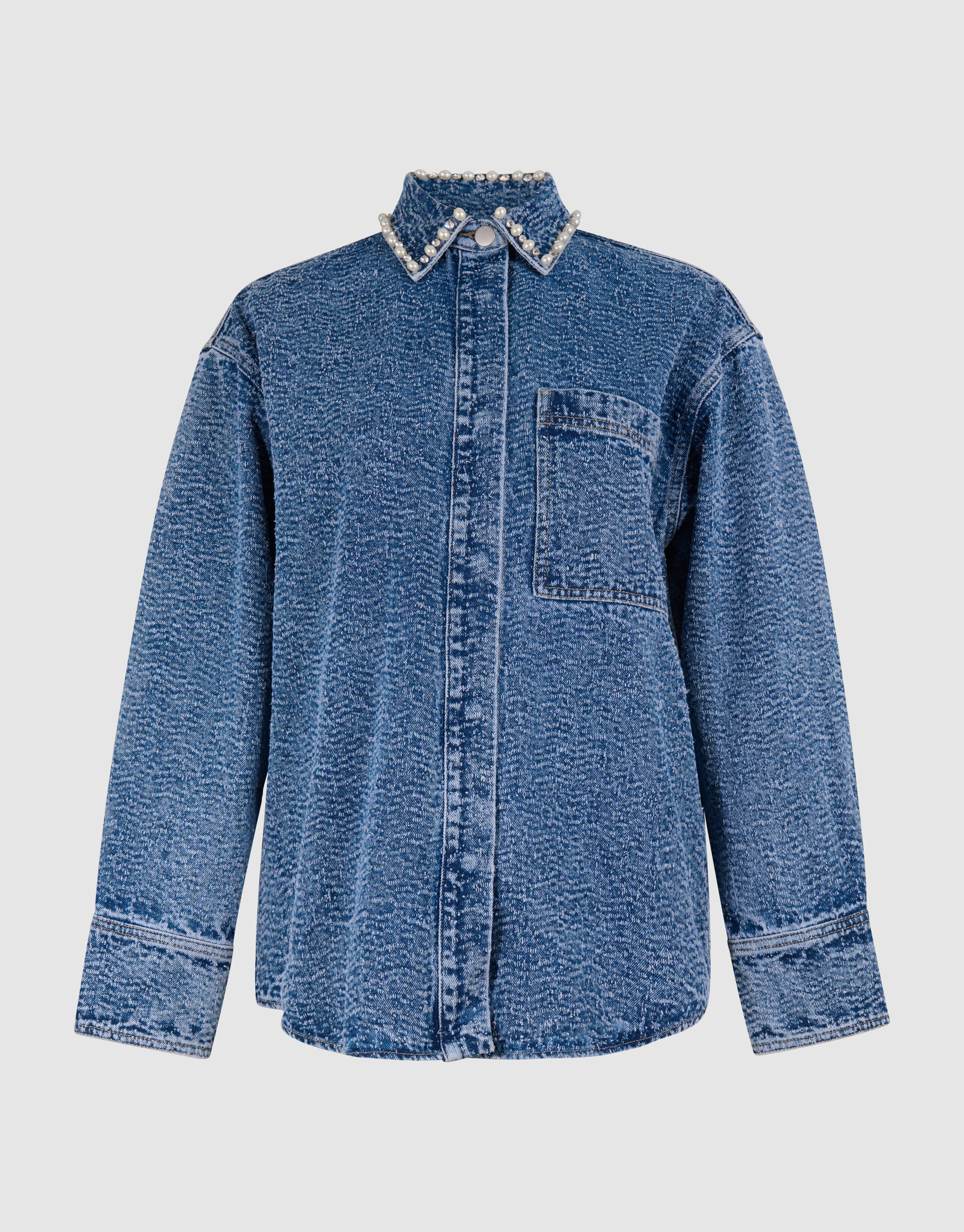 Structuur Denim Blouse Blauw SHOEBY WOMEN