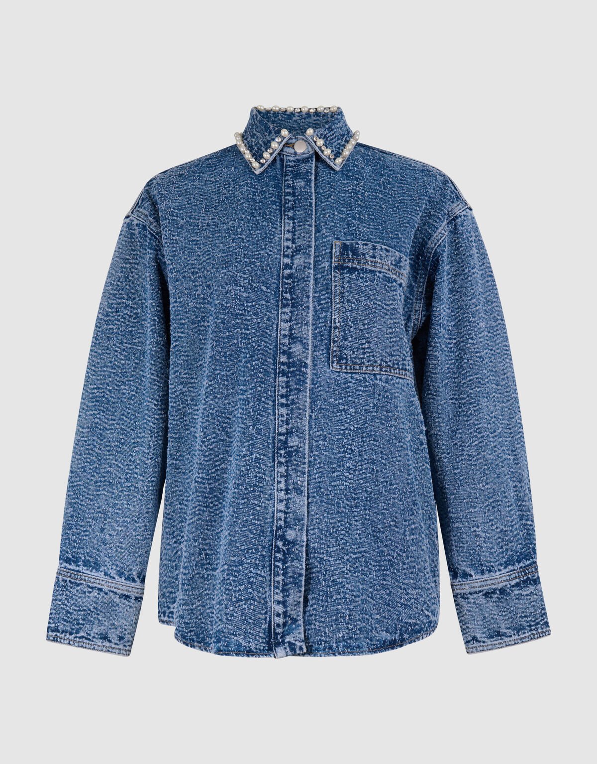 Structuur Denim Blouse Blauw SHOEBY WOMEN