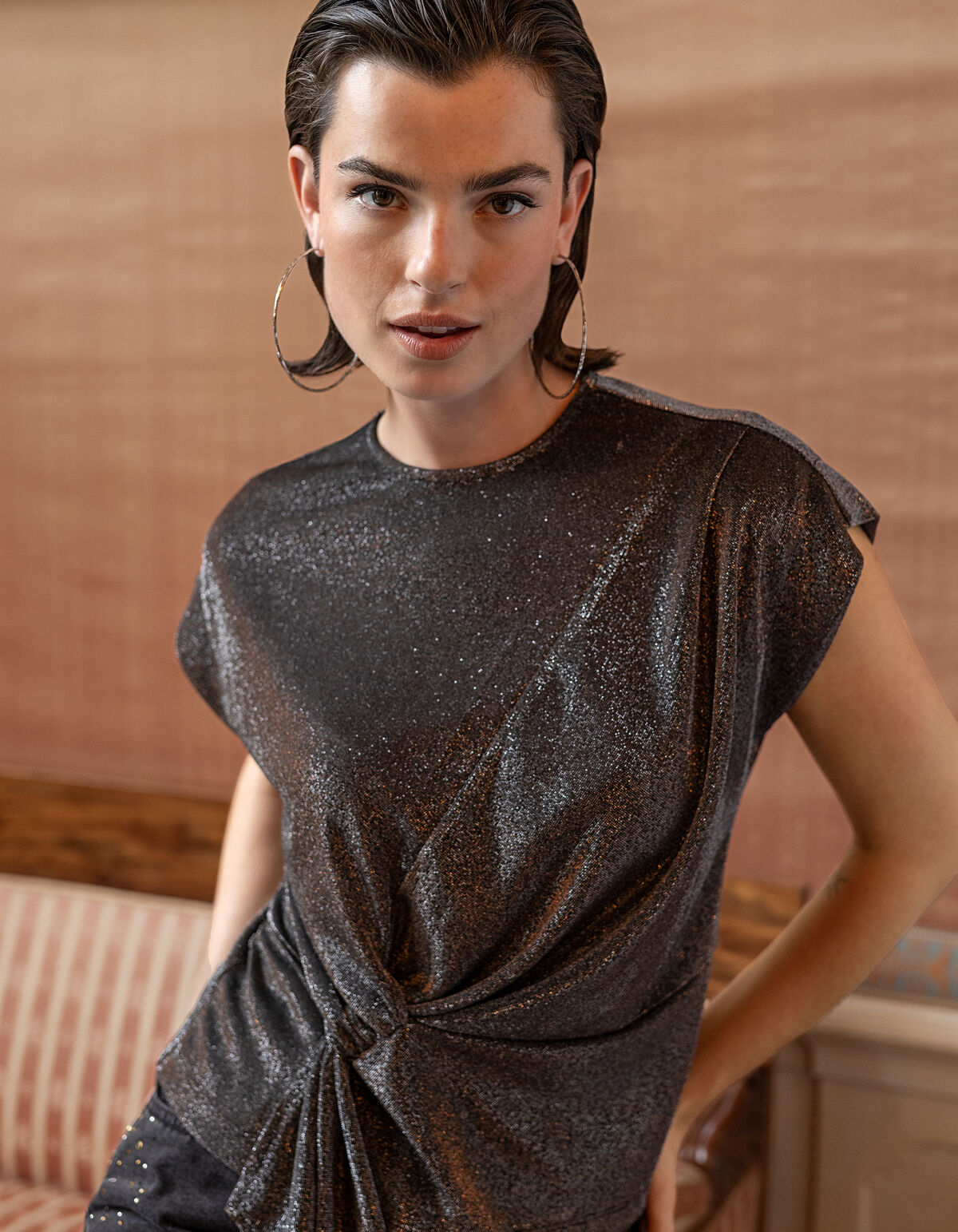 Glitter Waterval Top Grijs SHOEBY WOMEN