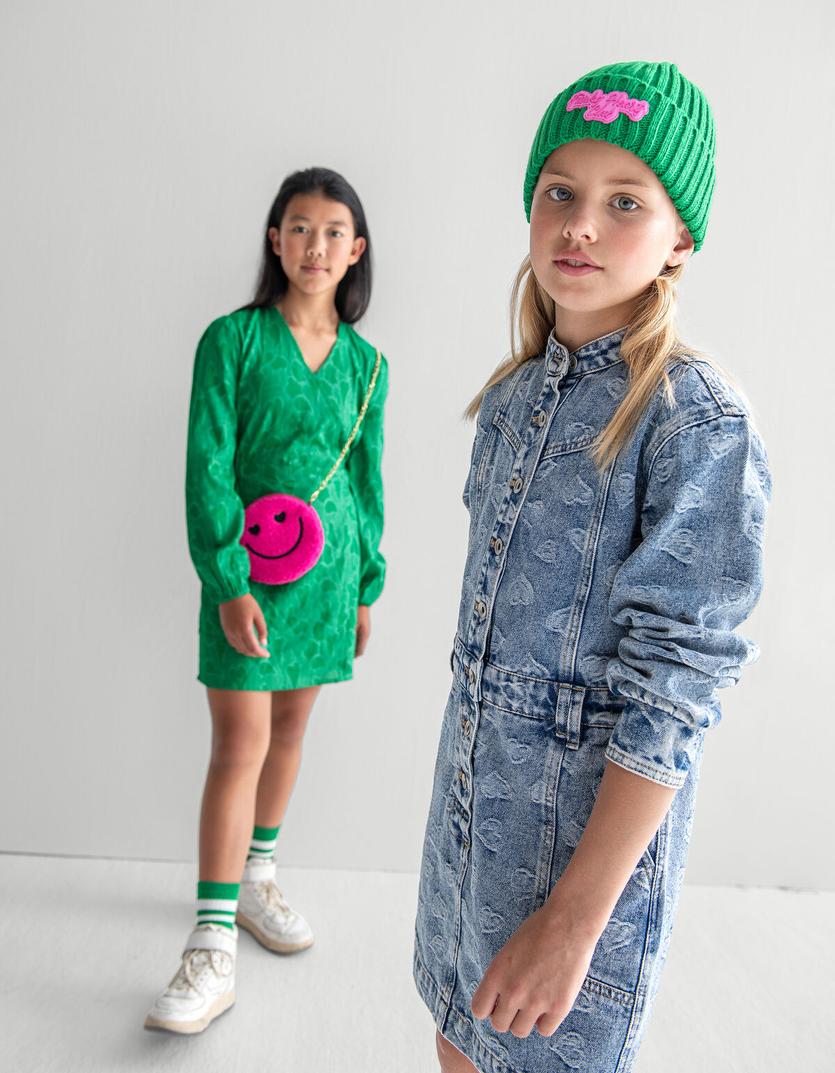 Jacquard Denim Jurk Blauw SHOEBY GIRLS