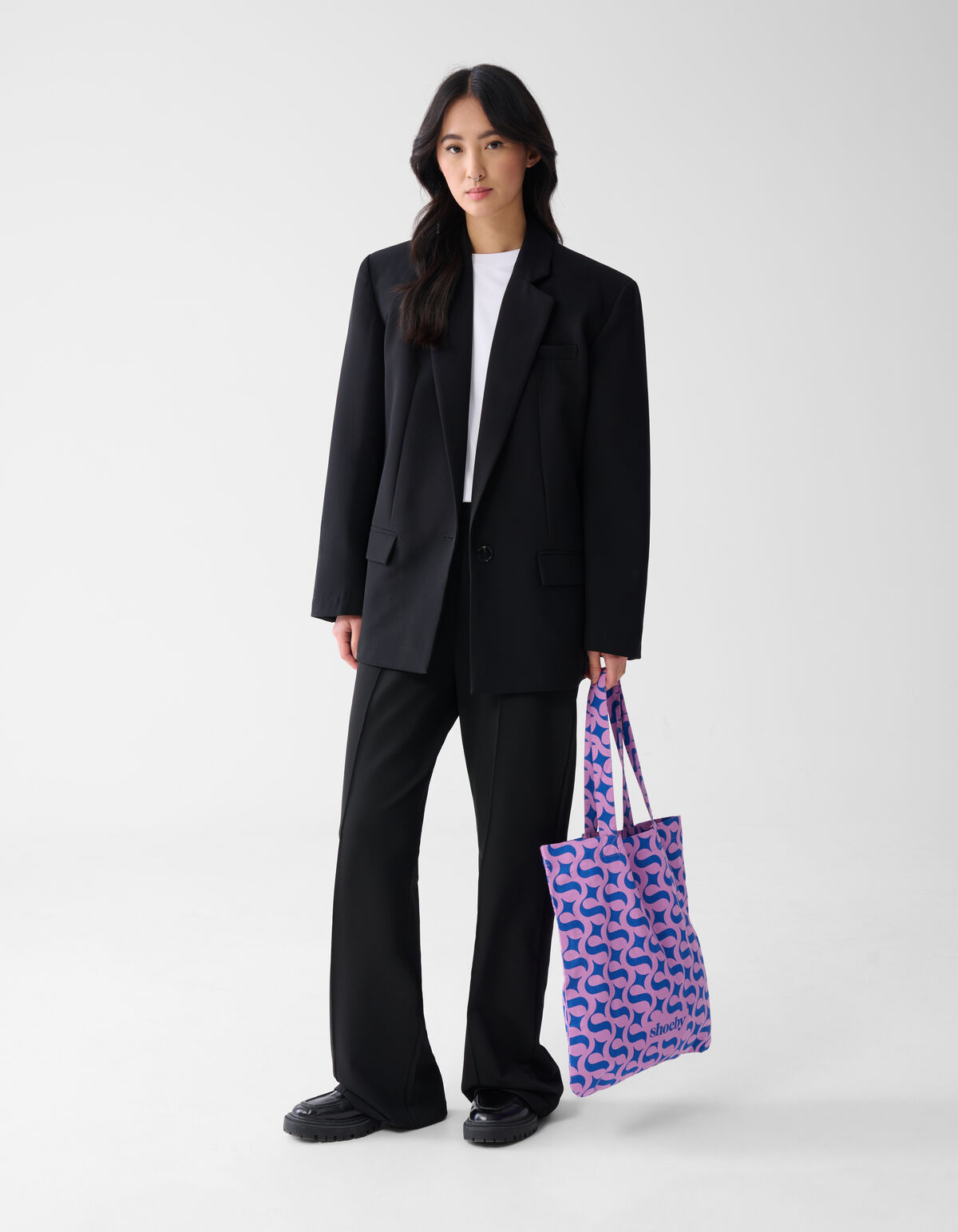 Shoeby Logo Shopper Blauw/Paars SHOEBY ACCESSOIRES