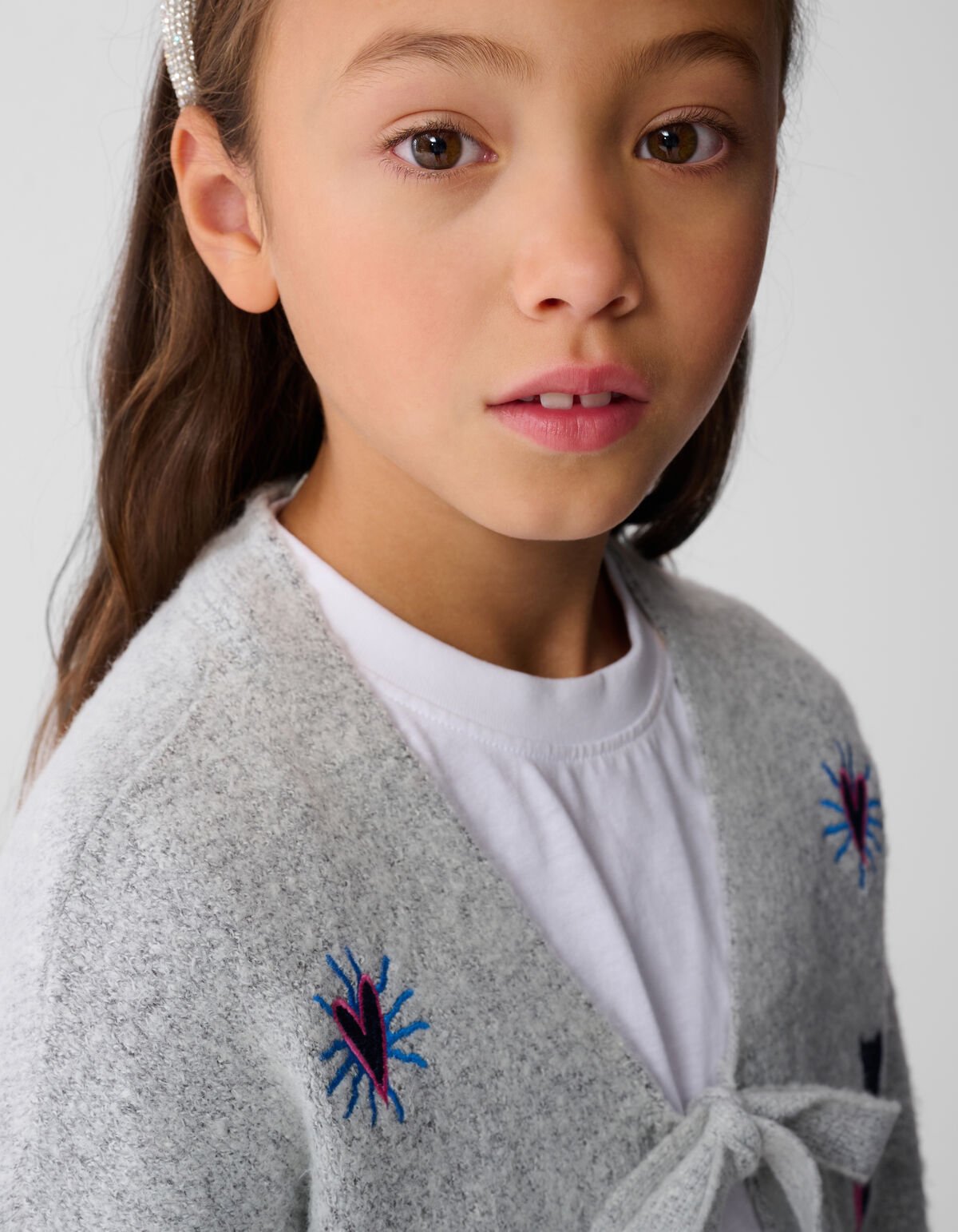 Embroidery Knit Vest Grijs SHOEBY GIRLS