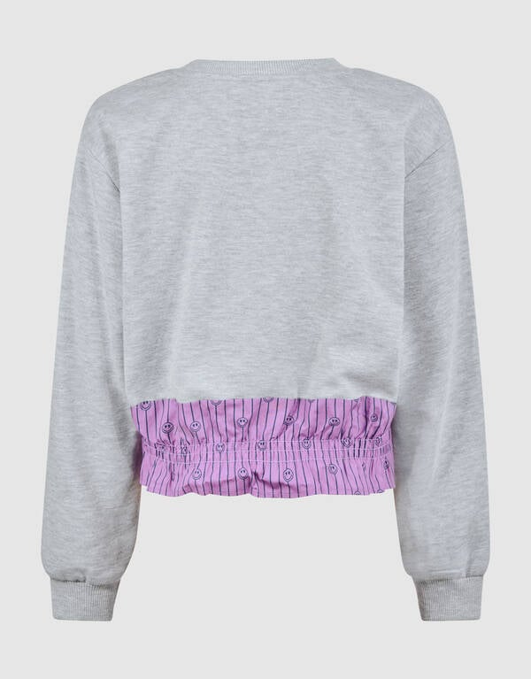 Smiley Pinstripe Sweater Grijs SHOEBY GIRLS