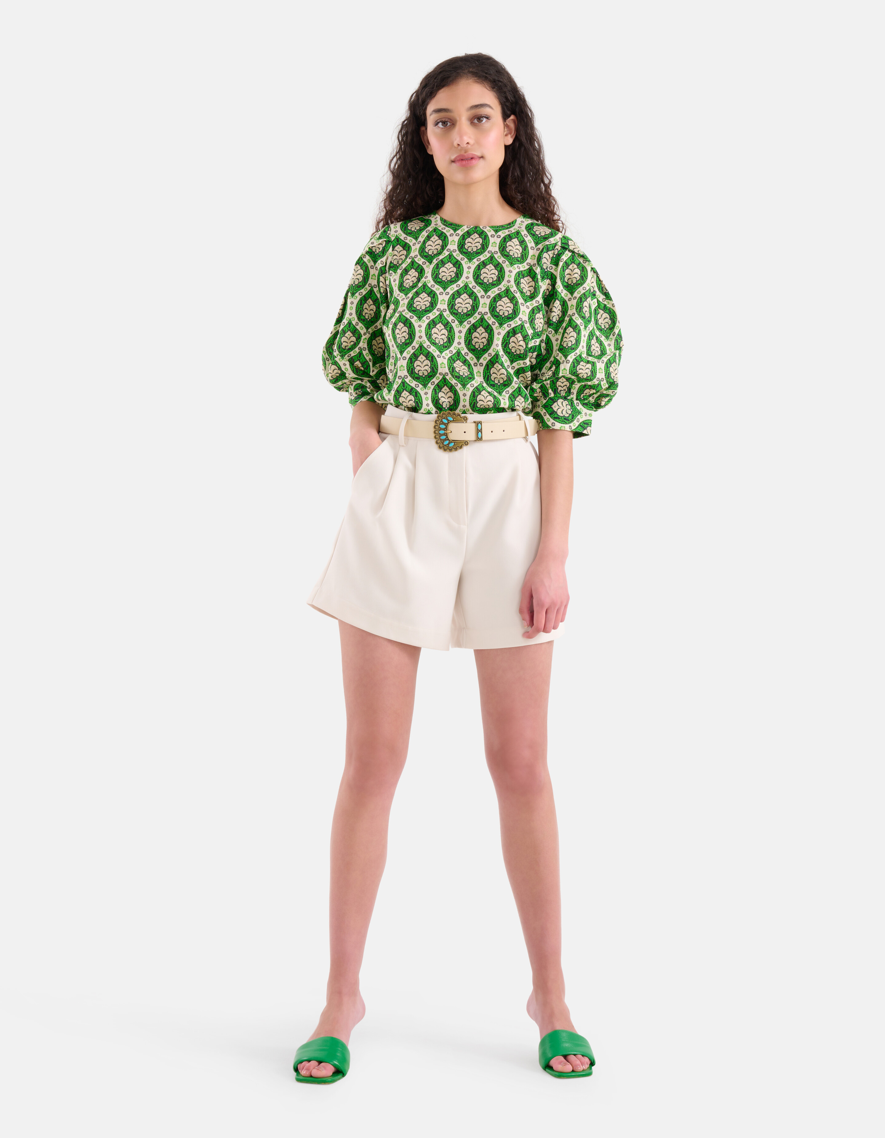 Grafische Lurex Top Groen SHOEBY WOMEN