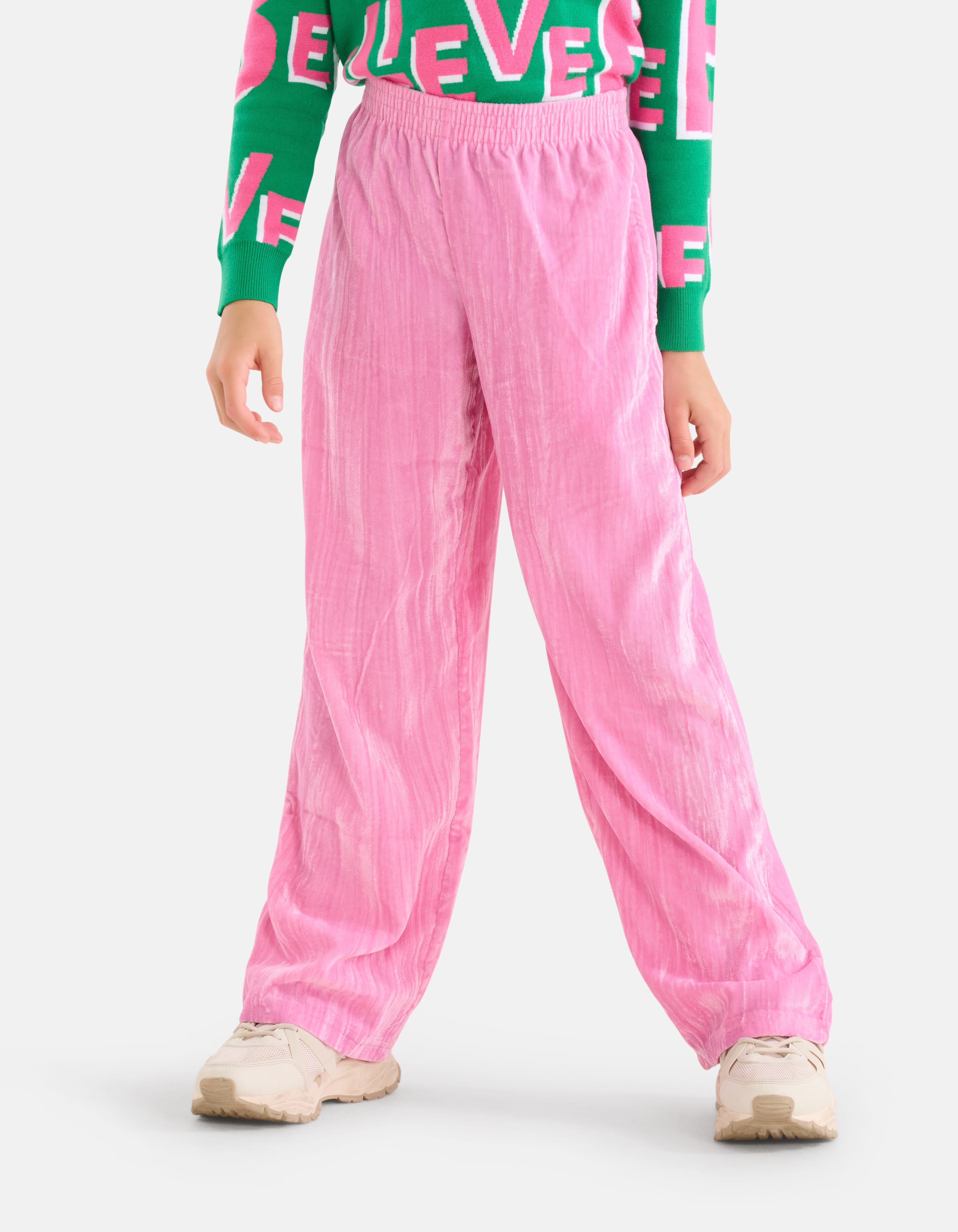 Velvet Wide Leg Broek Roze SHOEBY GIRLS