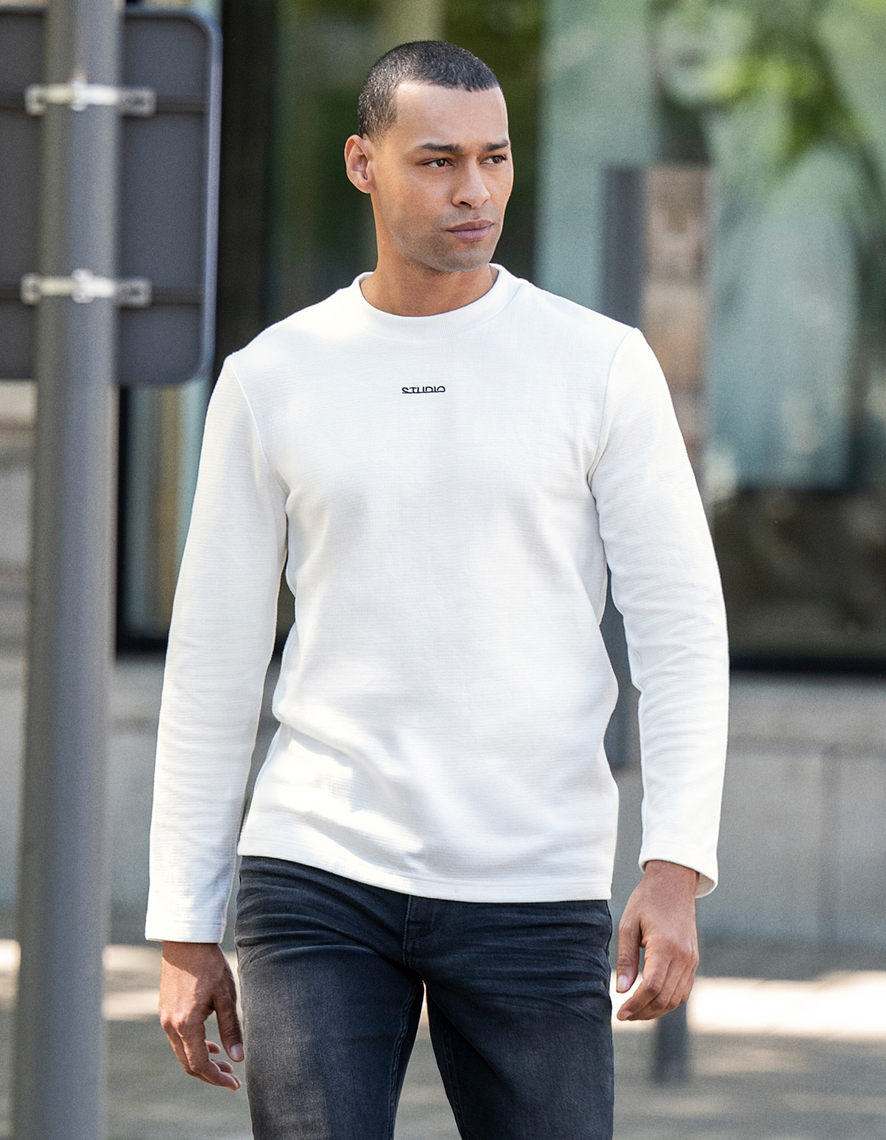 Studio Structuur T-shirt Gebroken Wit SHOEBY MEN