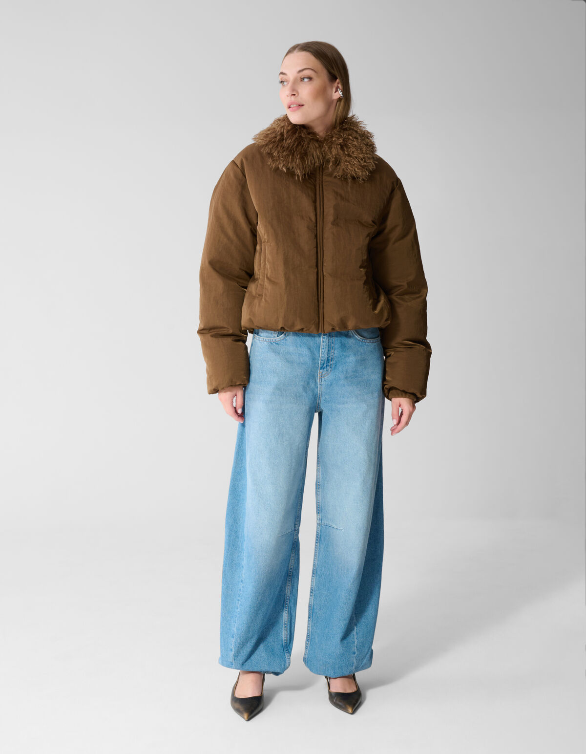 Fluffy Collar Bomber Jas Bruin SHOEBY WOMEN