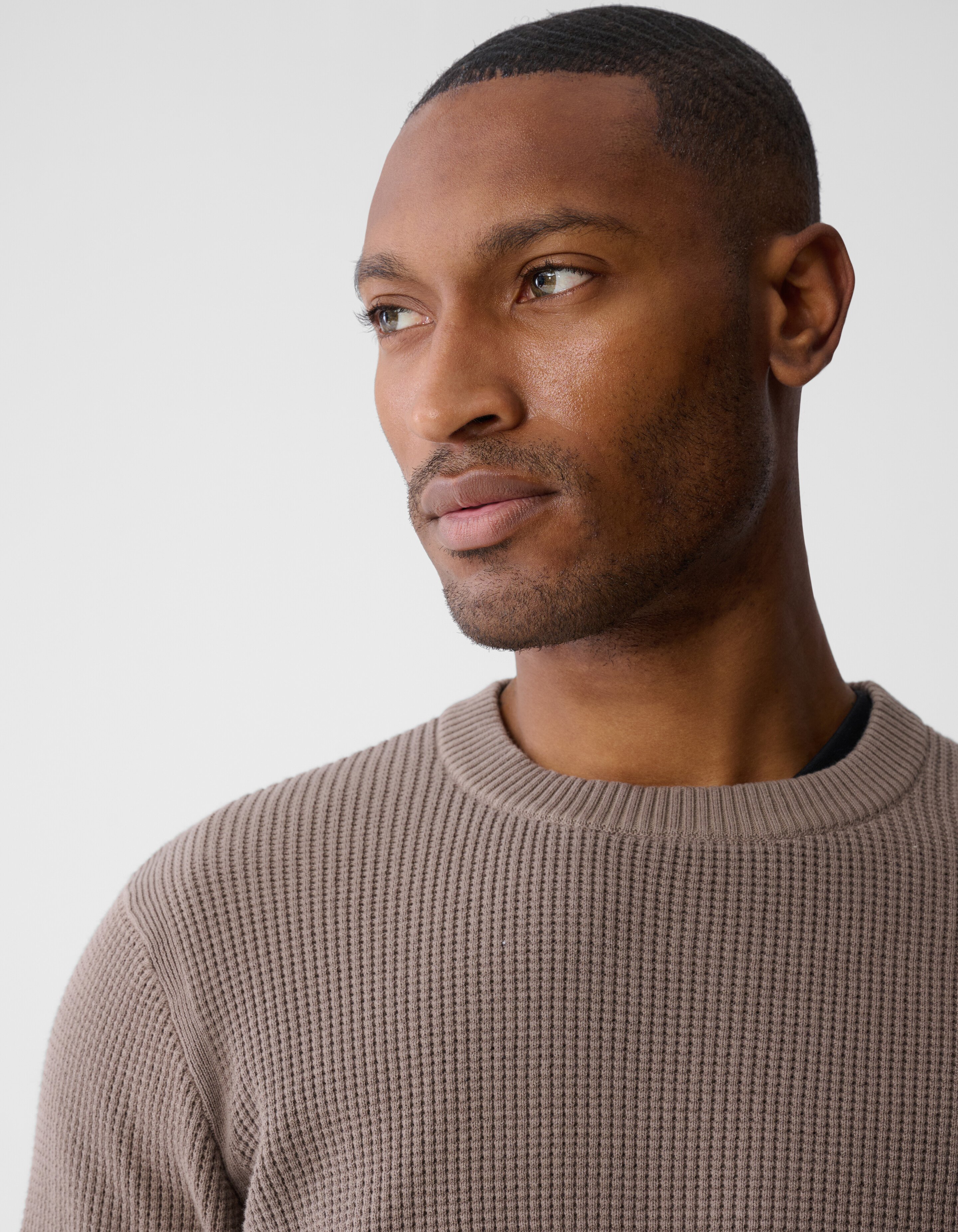 Gebreide Waffle Trui Taupe SHOEBY MEN