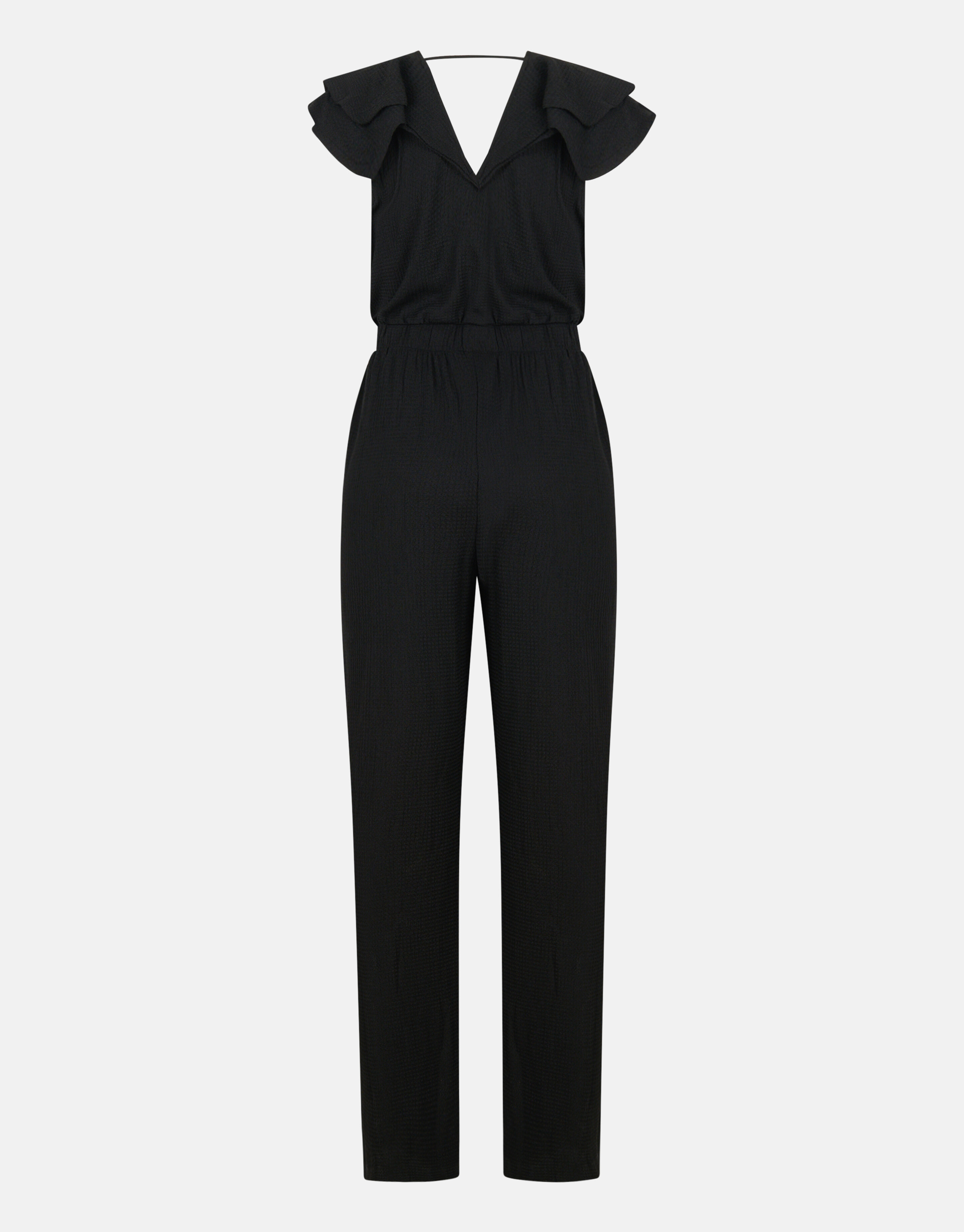 Crinkle Ruffle Jumpsuit Zwart SHOEBY WOMEN