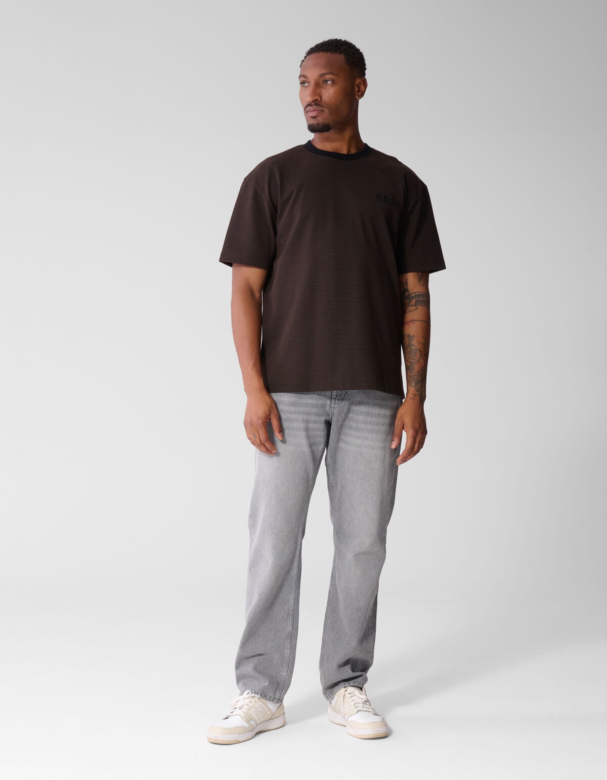 Honeycomb T-shirt Donkerbruin SHOEBY MEN