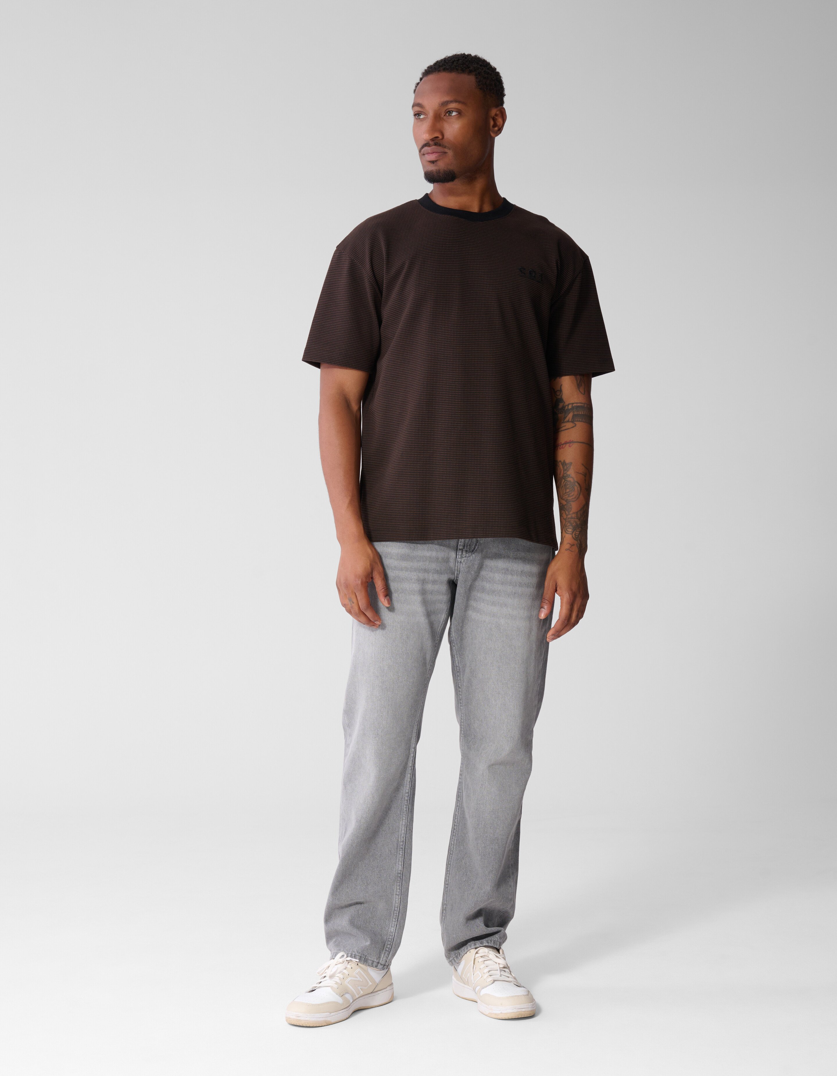 Honeycomb T-shirt Donkerbruin SHOEBY MEN