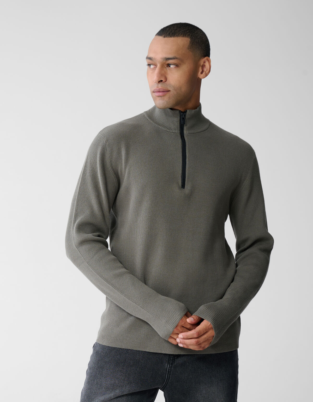 Half Zip Knit Trui Groen SHOEBY MEN