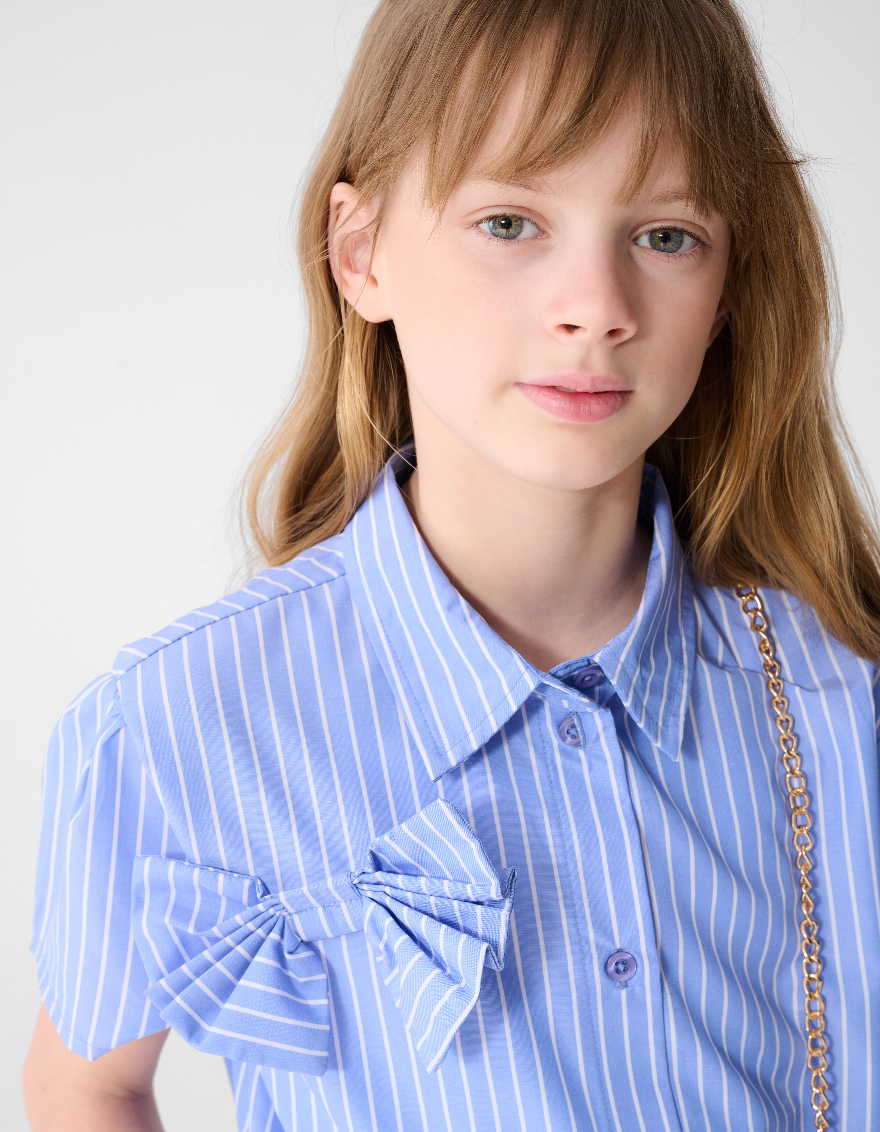 Strik Pinstripe Blouse Lichtblauw SHOEBY GIRLS