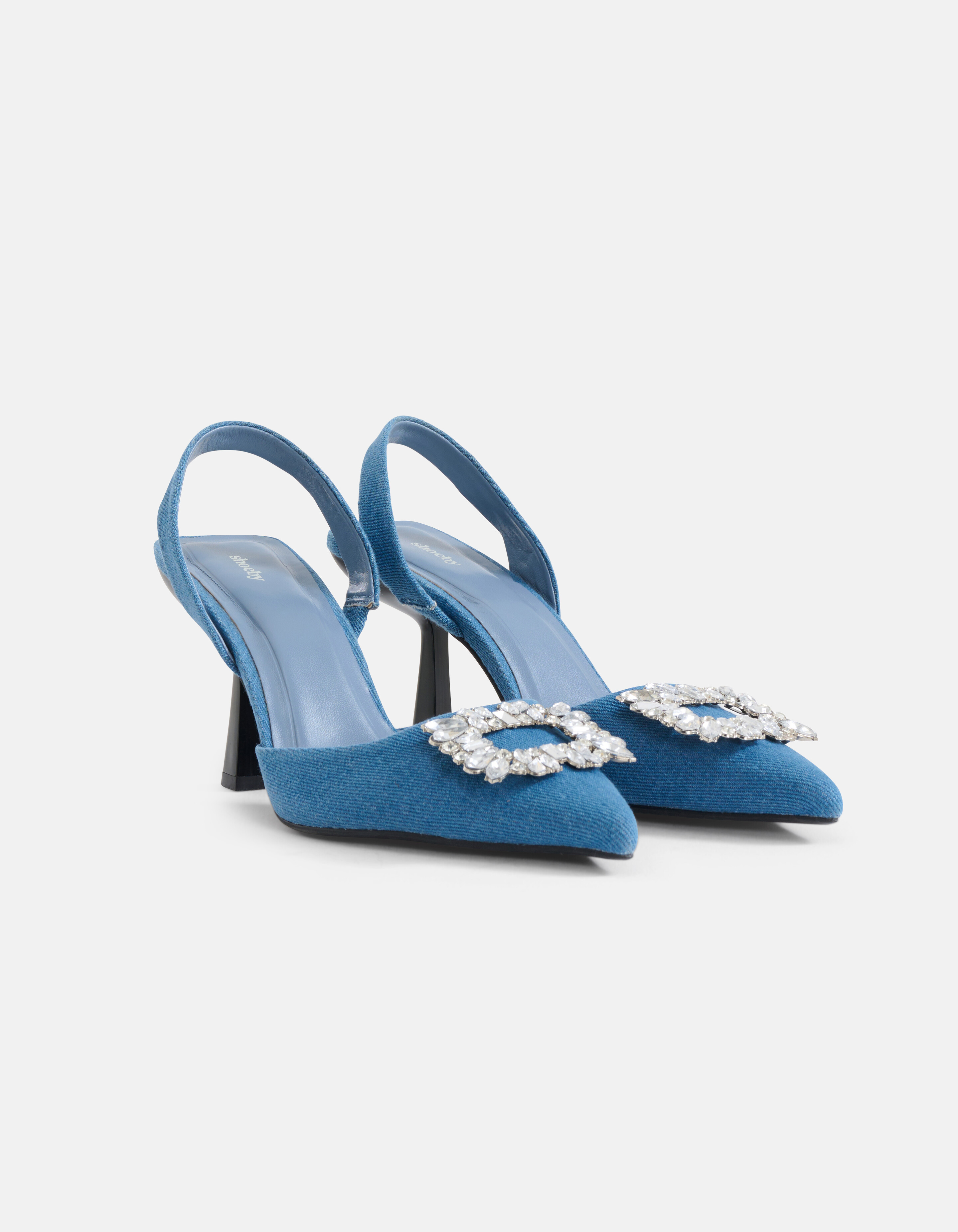 Denim Strass Hakken Blauw SHOEBY SHOES