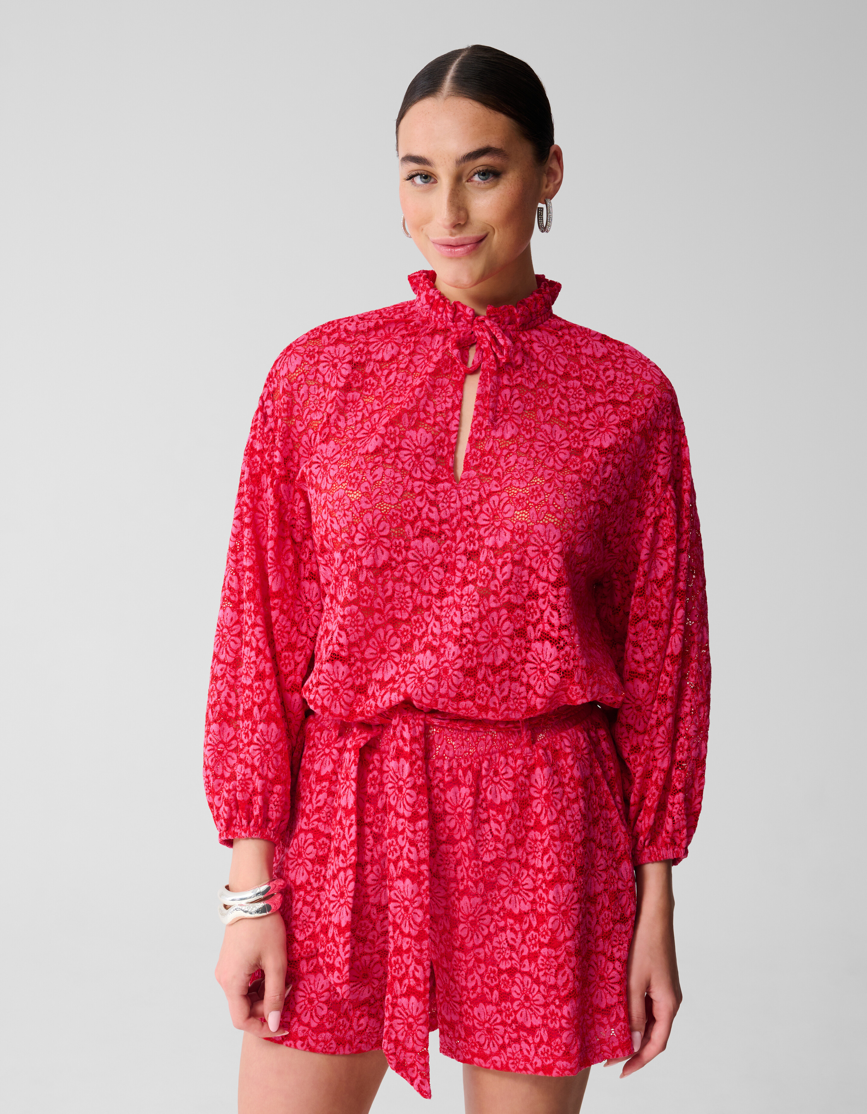 Kanten Ruffle Blouse Roze SHOEBY WOMEN