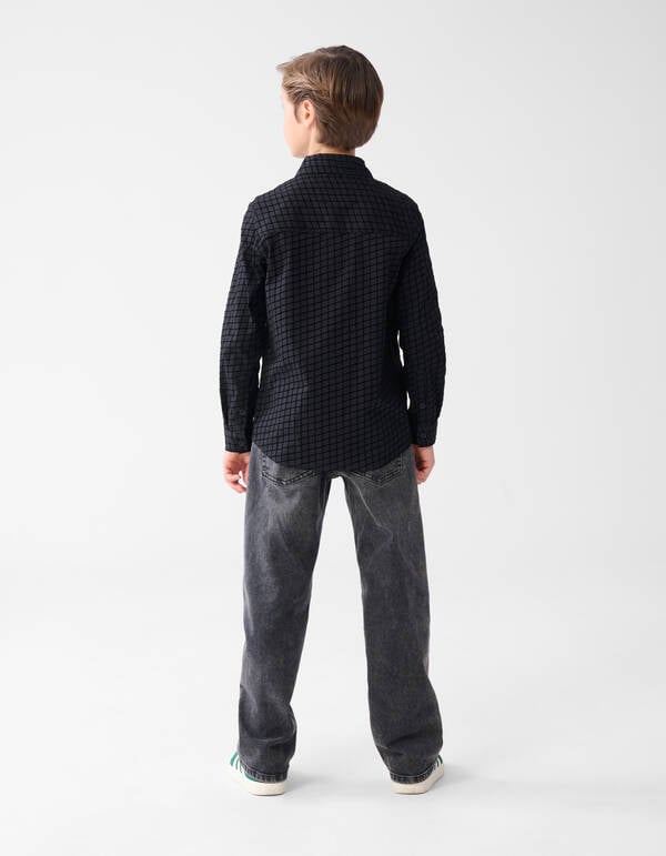Flock Print Overhemd Zwart SHOEBY BOYS