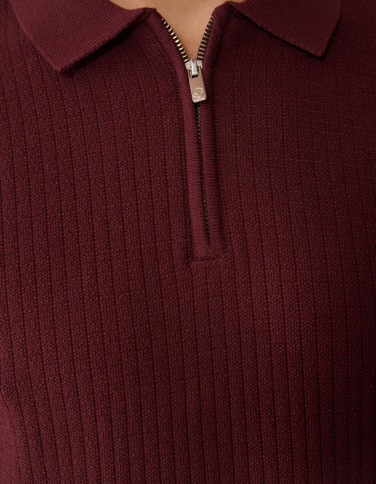 Gebreid Zip Polo Donkerrood SHOEBY MEN