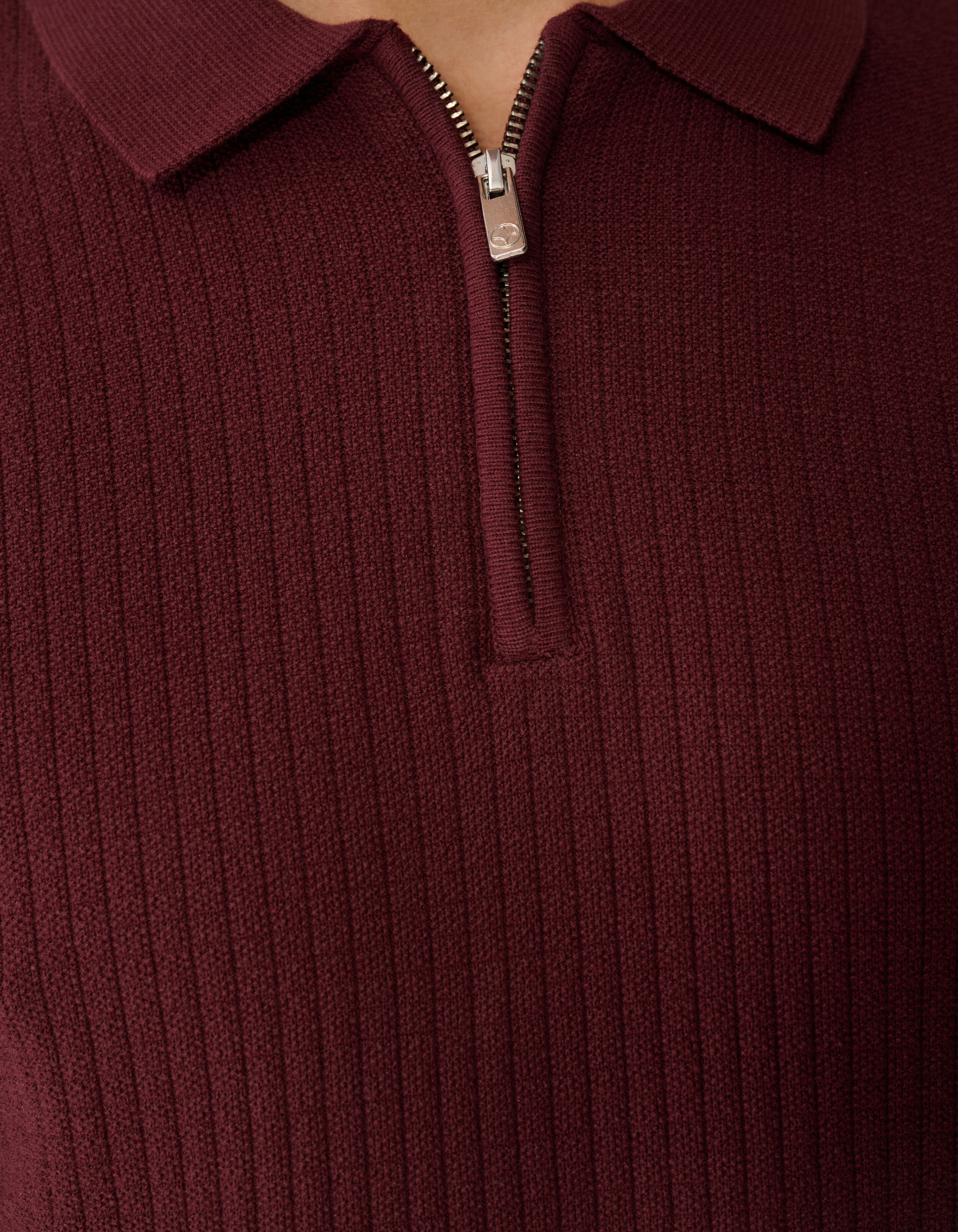 Gebreid Zip Polo Donkerrood SHOEBY MEN