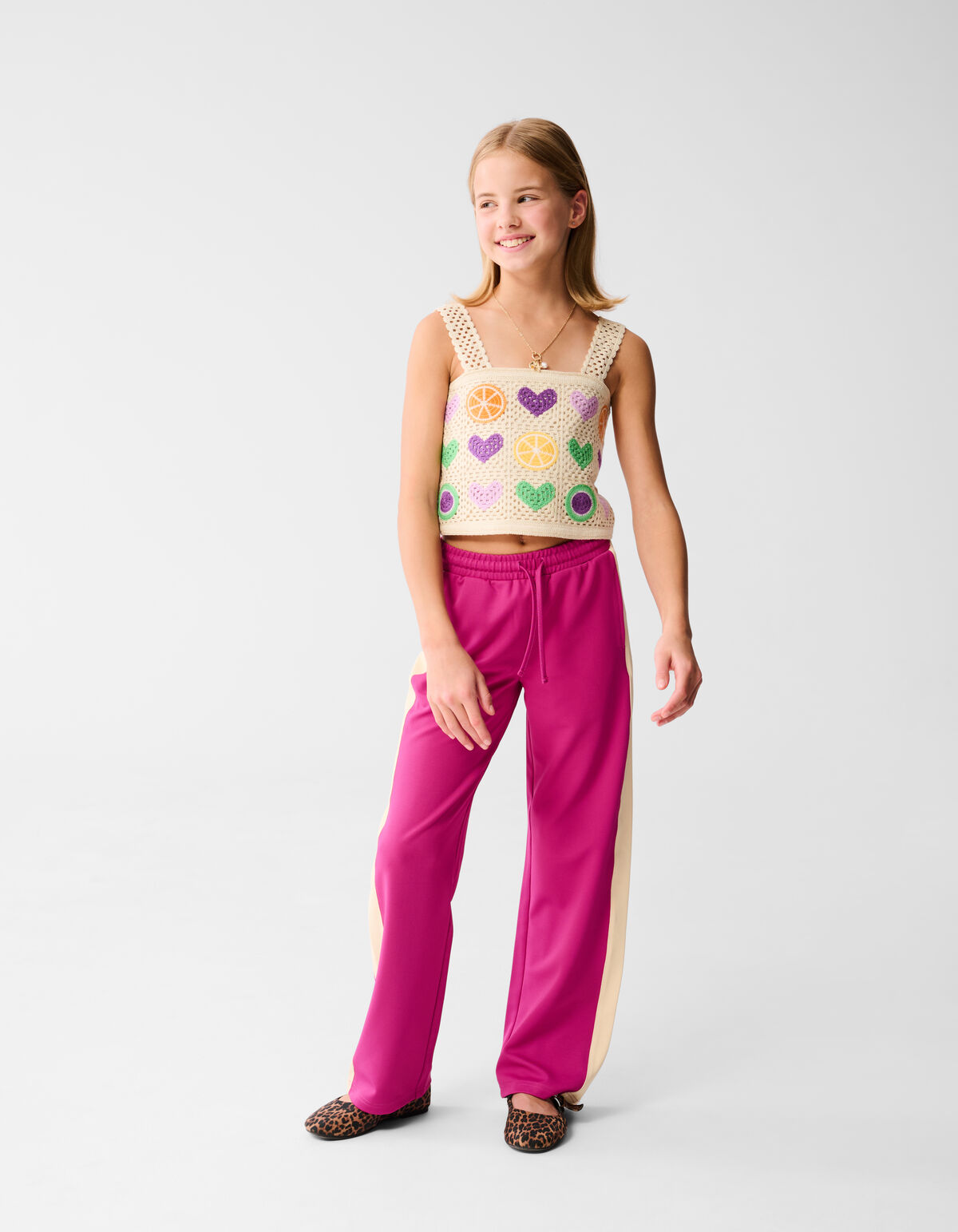 Sporty Wide Leg Broek Roze SHOEBY GIRLS